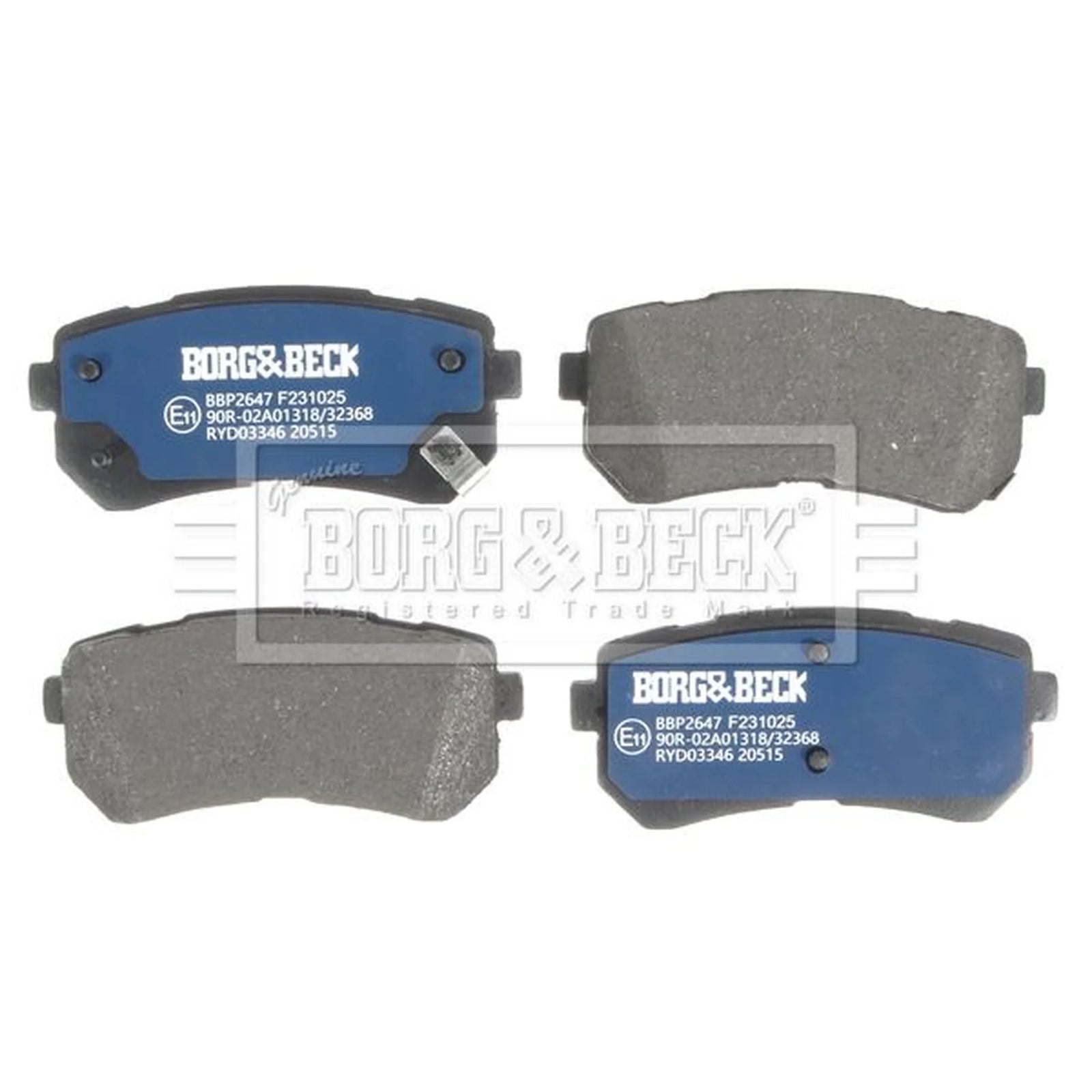 Borg & Beck 4 x Rear Brake Pad Set BBP2647