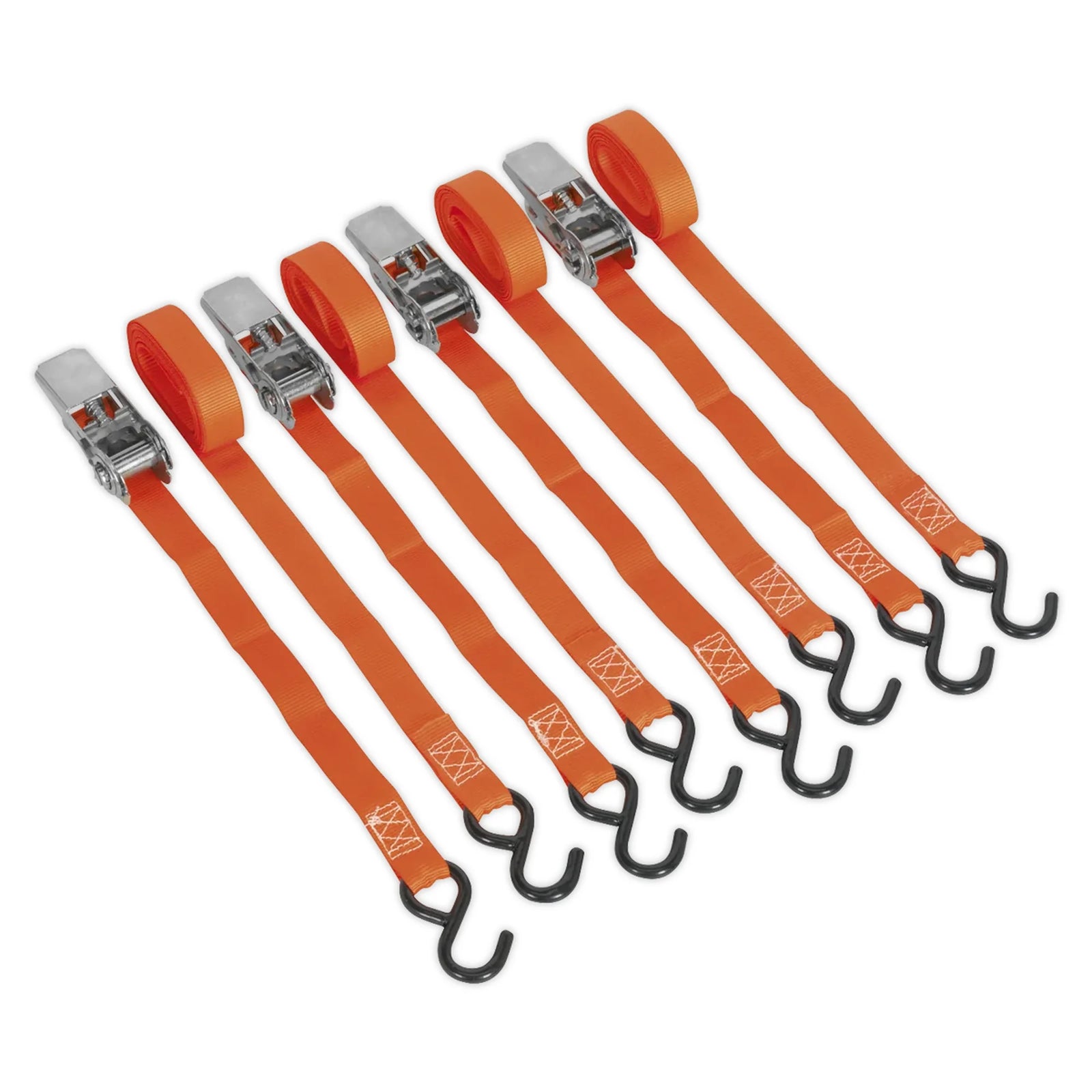 Sealey Ratchet Straps 25mm x 4m 500kg Breaking Strength - 2 Pairs