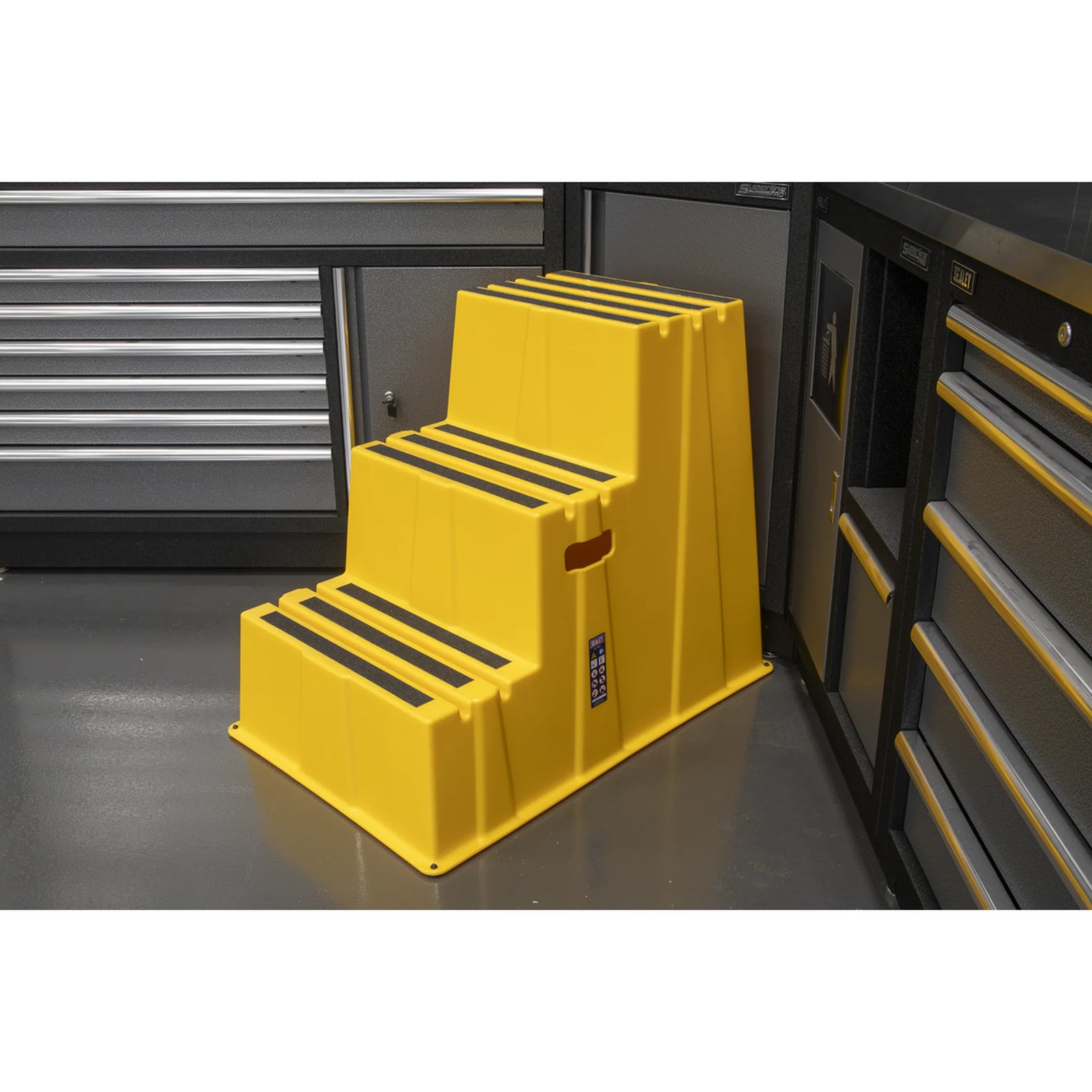 Sealey Heavy-Duty 3-Step Safety Steps 150kg Capacity Yellow