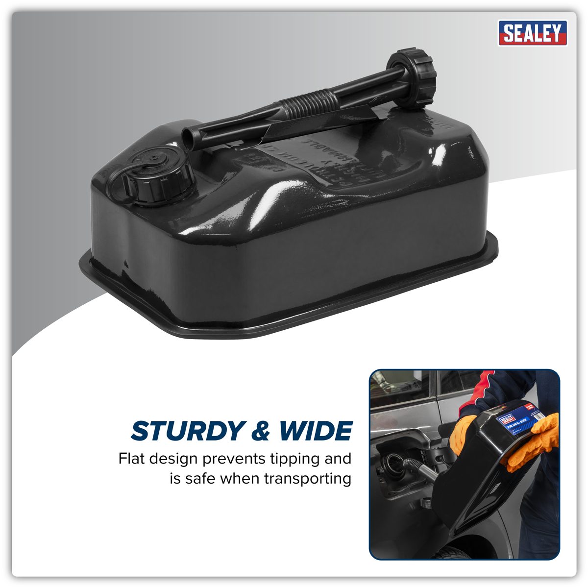 Sealey Jerry Can 5L Black Steel Fuel Container JC5RB
