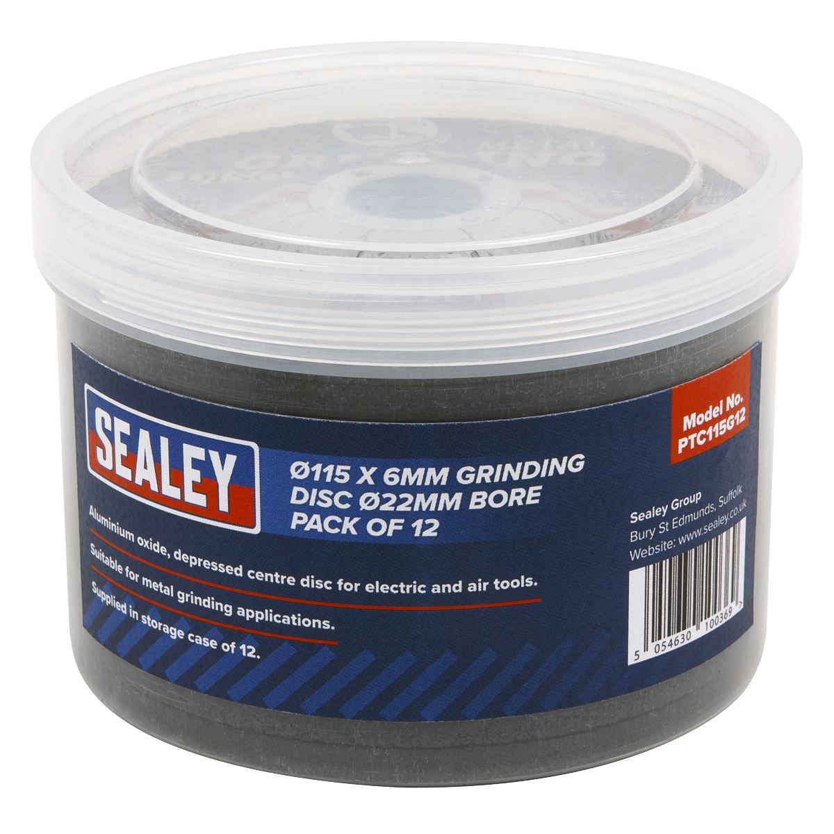 Sealey Grinding Disc115 x 6mm22mm Bore Pack of 12 PTC115G12