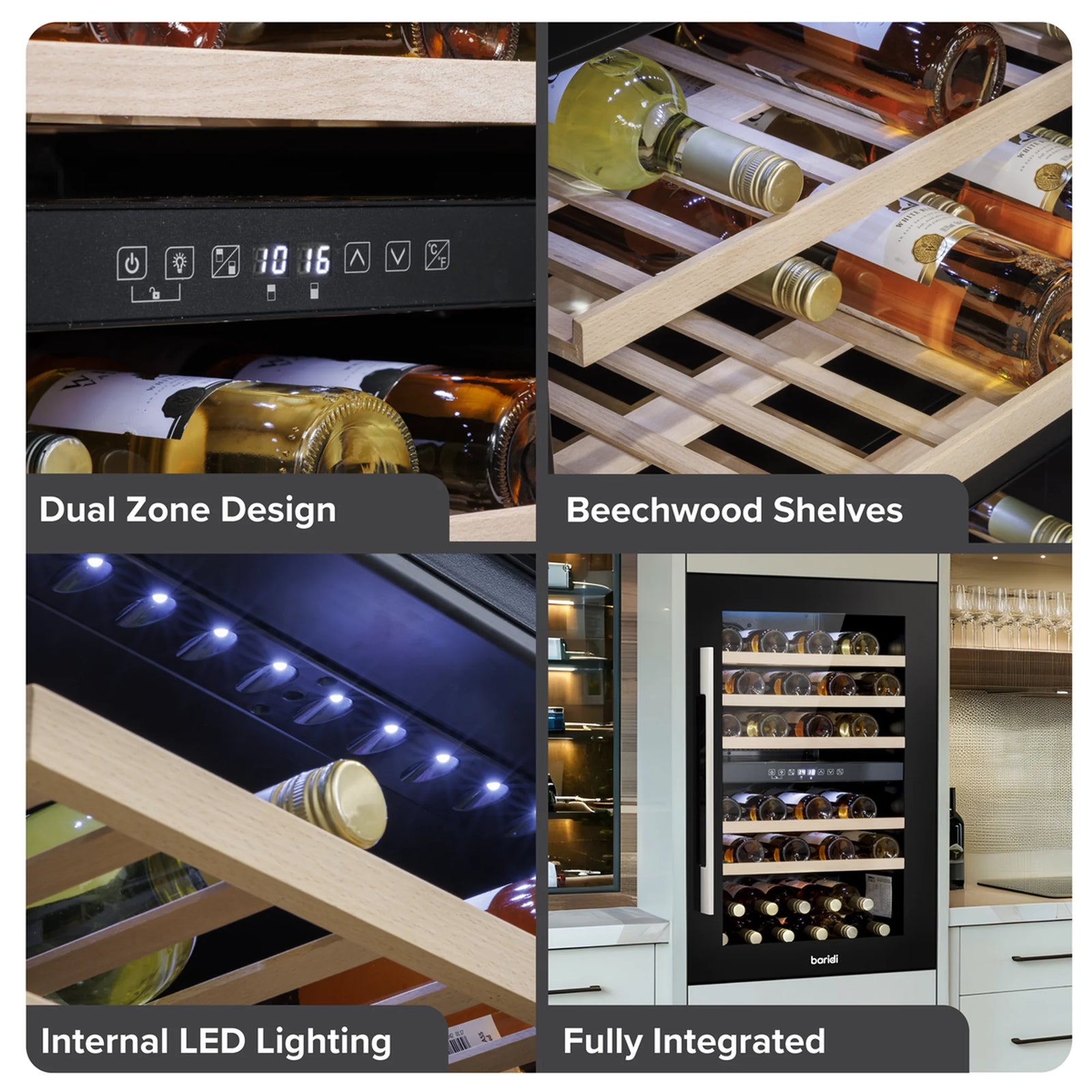 Baridi Wine Cooler 57 Bottles Dual Zone DH118 Black