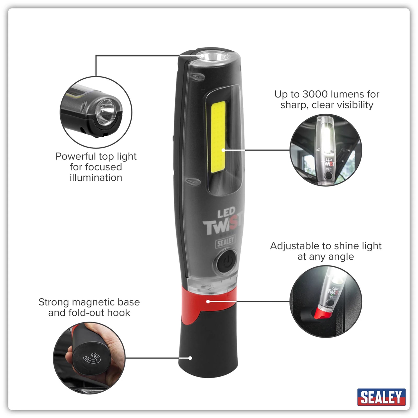 Sealey Rechargeable LED Inspection Light 20W COB 3000lm