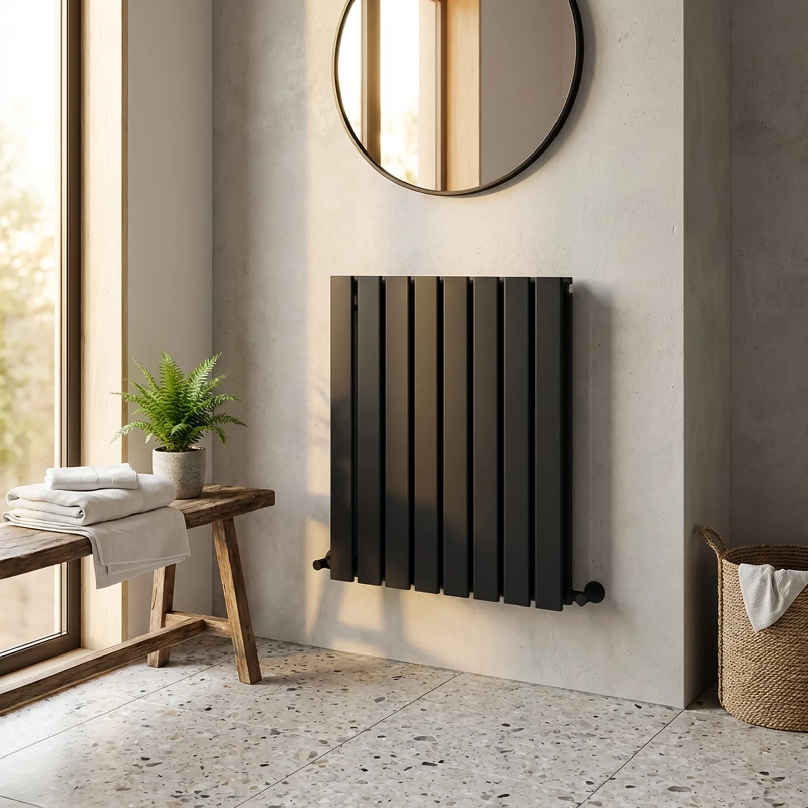Baridi Horizontal Radiator DH344 600 x 560mm Black