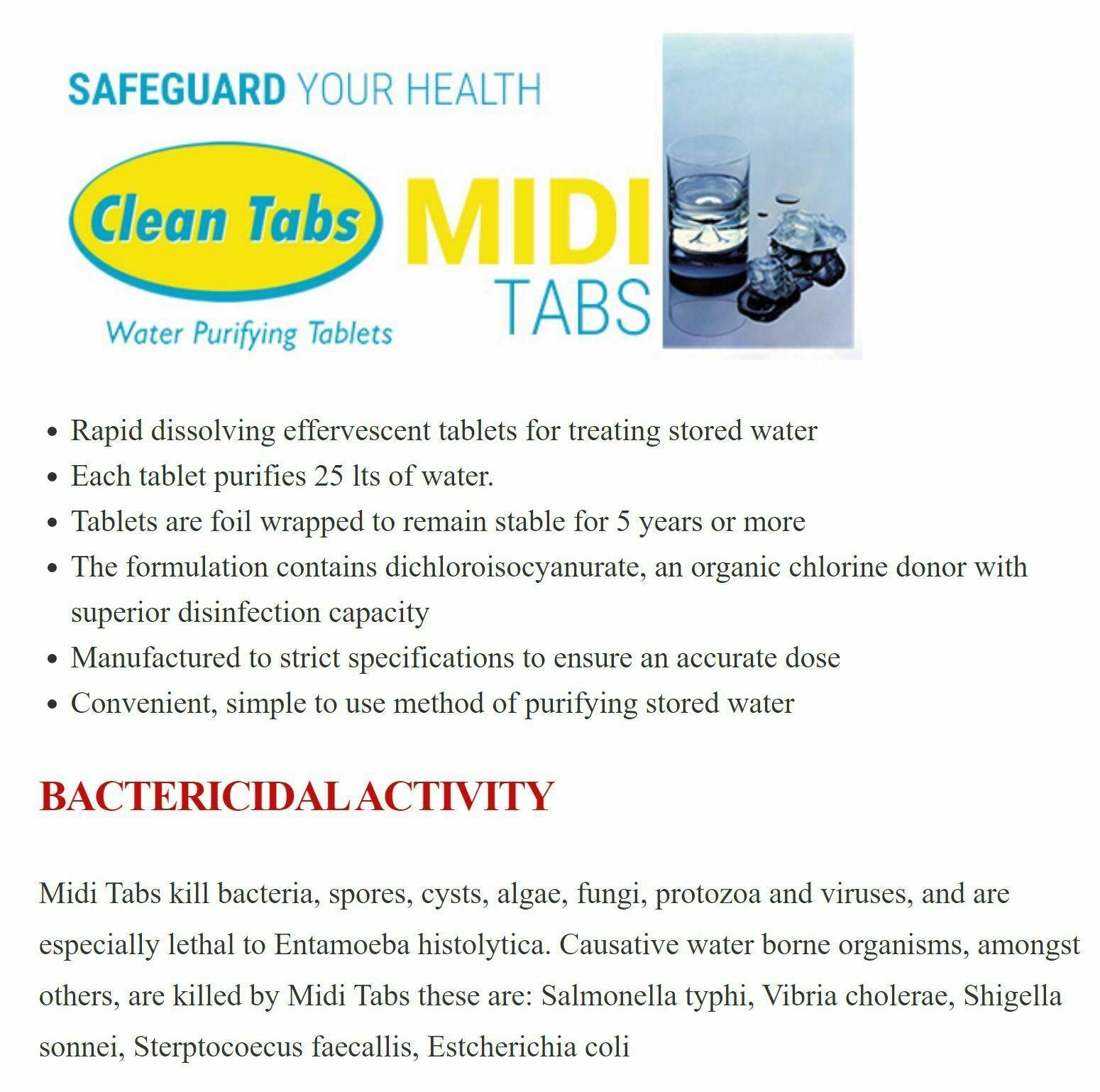 64 x Water Purifying Tablets Aqua Midi Tabs Motorhome RV Caravan Campervan Clean