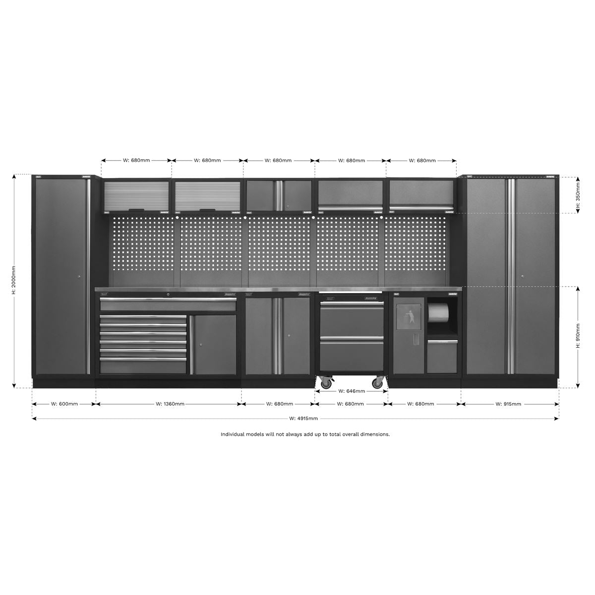 Superline Pro Superline PRO Storage System with Stainless Worktop 4.9m