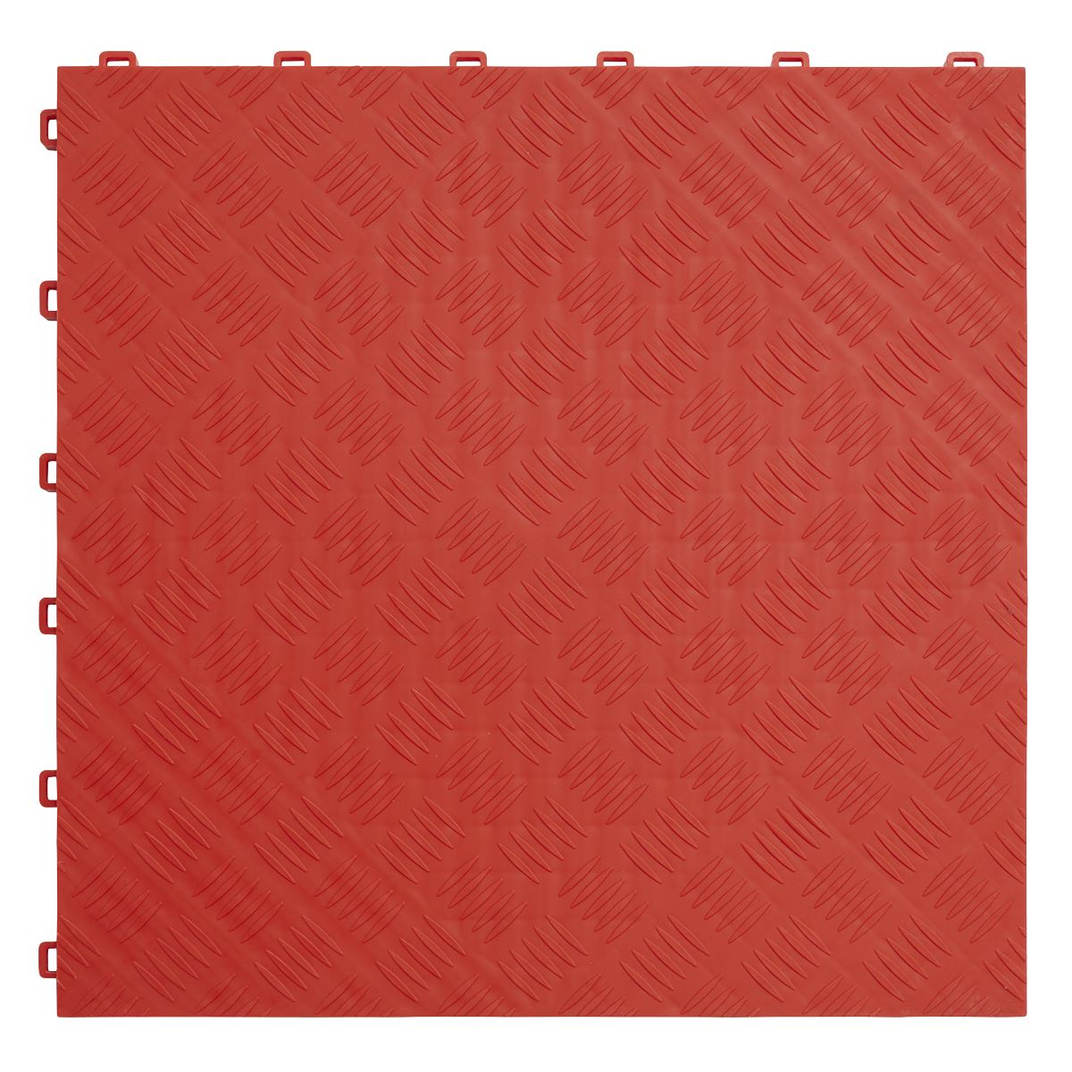 Sealey Polypropylene Floor Tile 400 x 400mm Red Treadplate Pack of 9 FT3R
