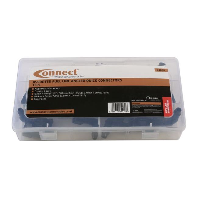 Connect Assorted 90 Angled Fuel Line Quick Connectors 15pc 34030