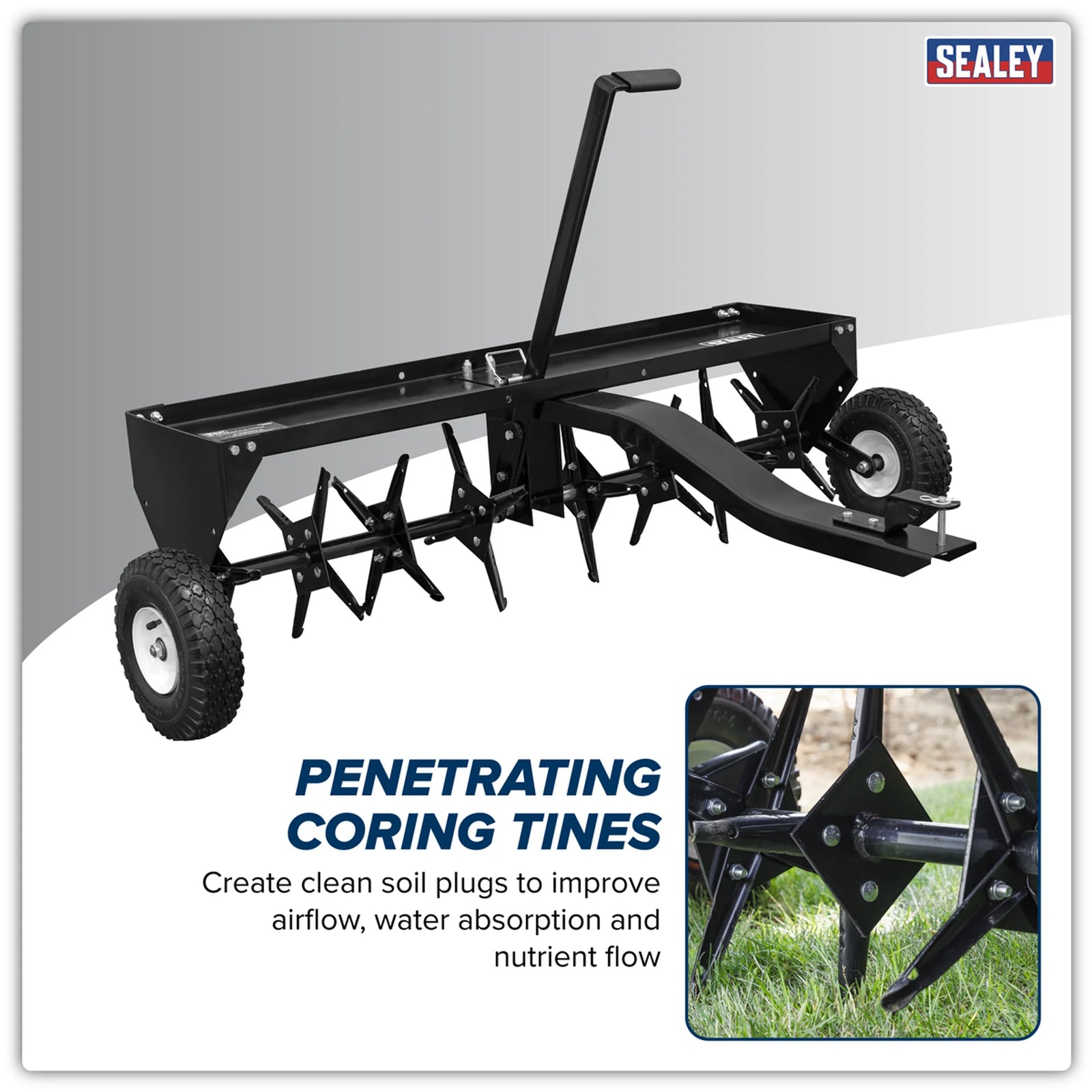 Sealey 48" Tow Behind Plug Aerator SLA48T - 95kg Capacity