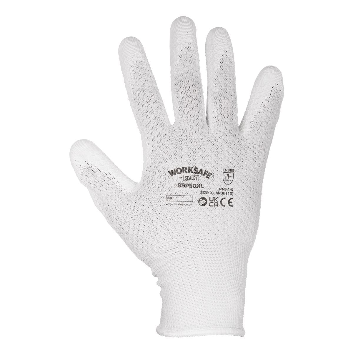 Worksafe Worksafe White Precision Grip Gloves, X-Large - Box of 120 Pairs
