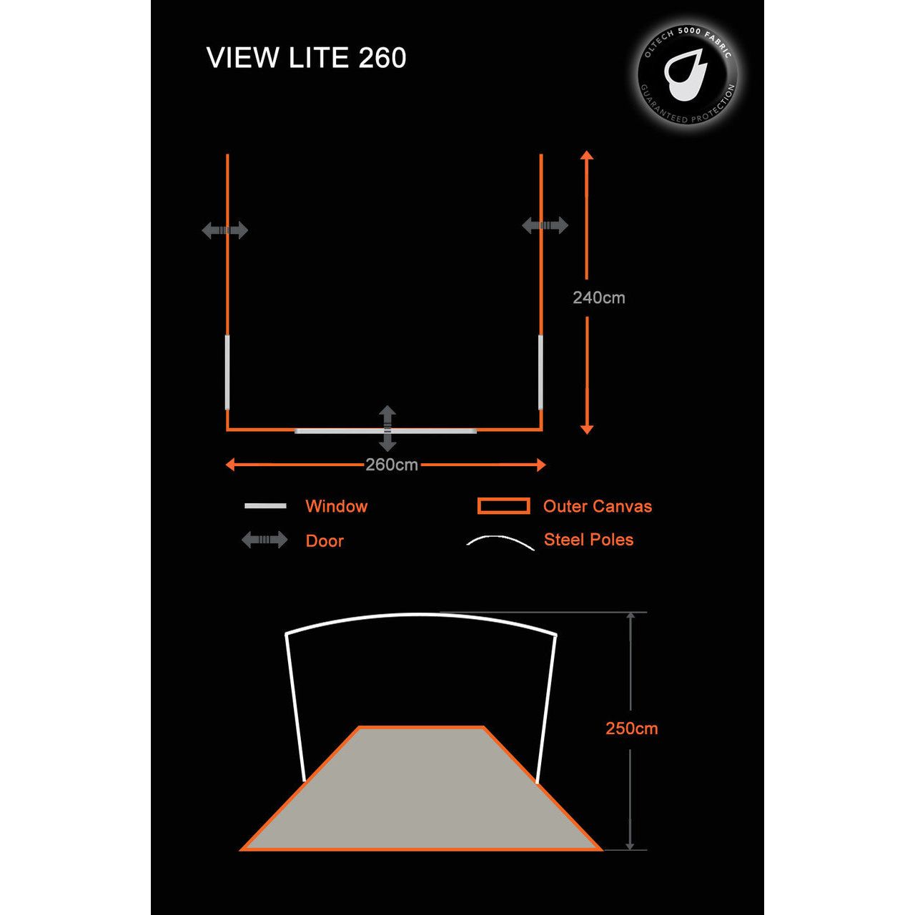 Olpro View Lite 260 - Caravan Awning ( Poled Awning )