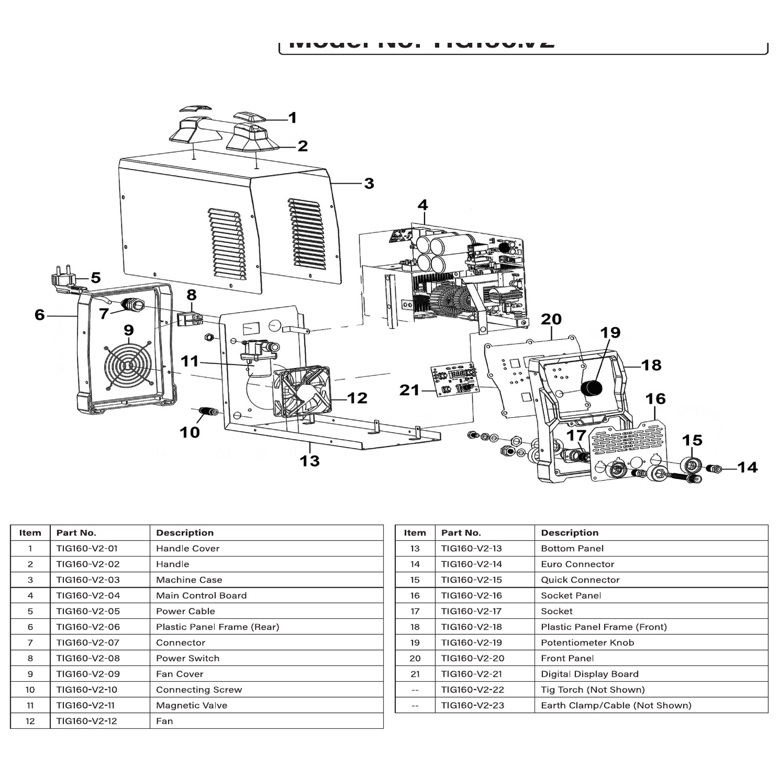 Sealey Front Panel TIG160-V2-20