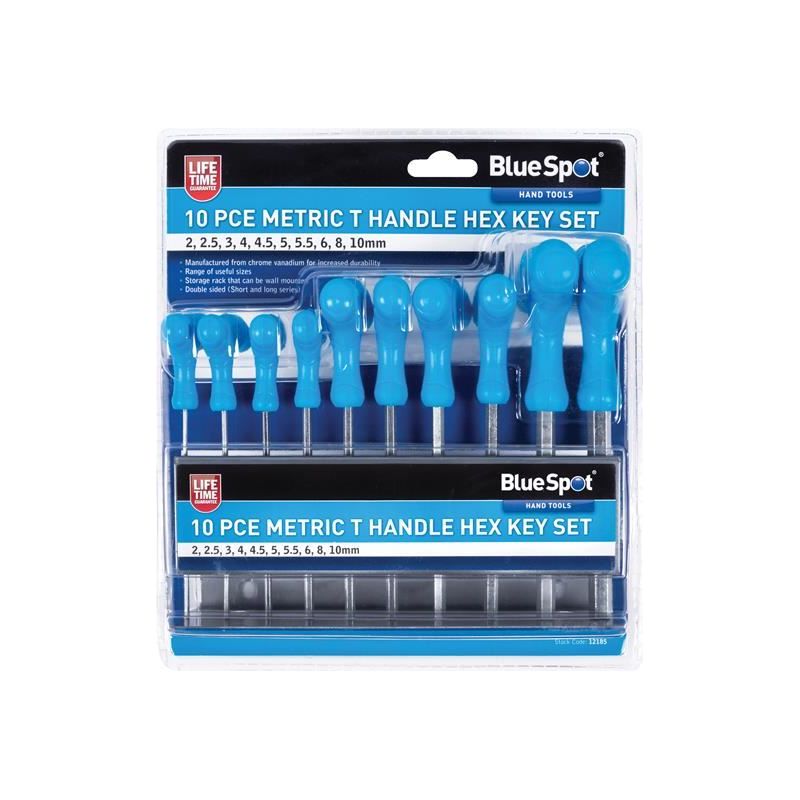 Bluespot Tools Metric T-Handle Hex Key Set, 10 Piece