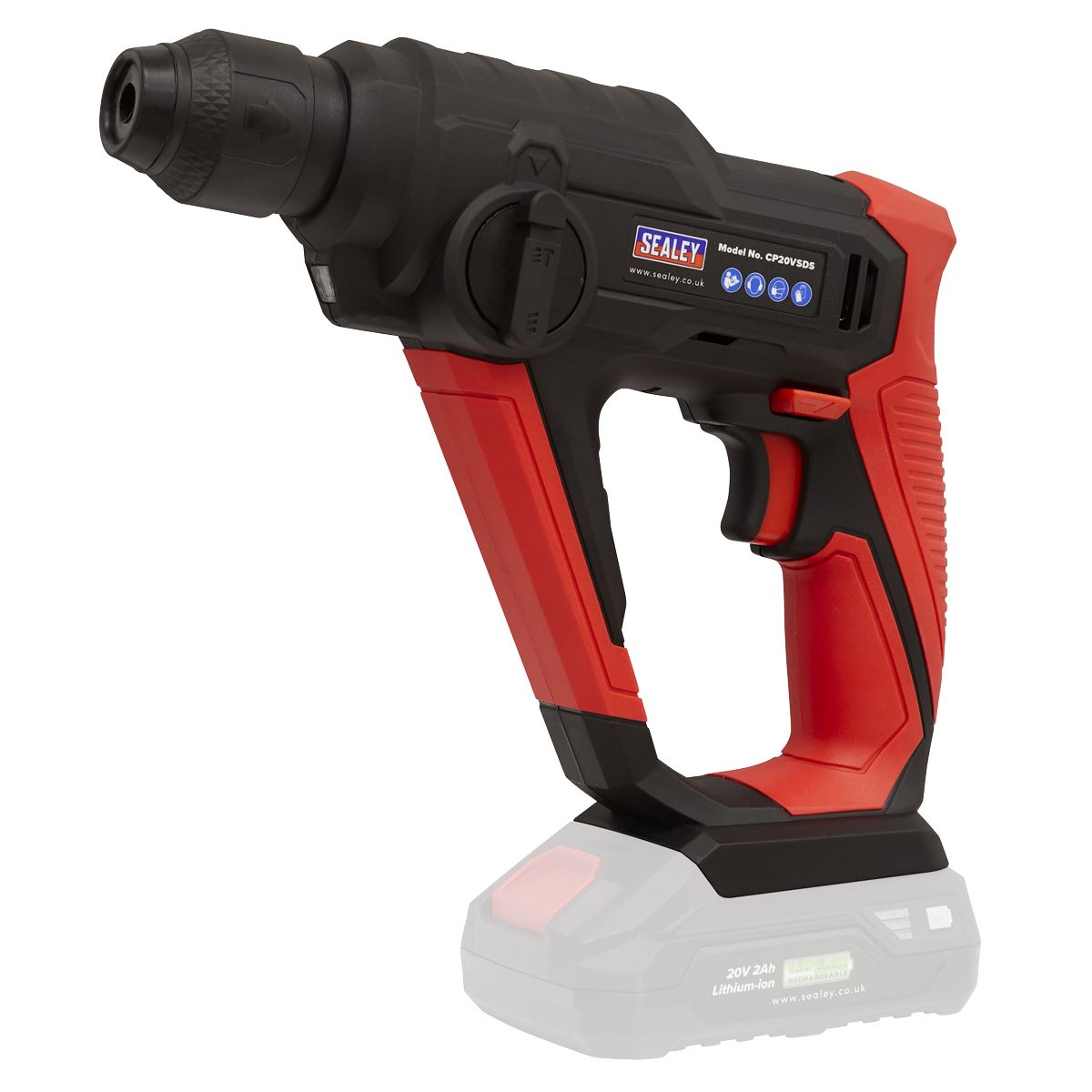 Sealey Cordless Rotary Hammer Drill Kit 20V SV20 Series SDS Plus 2 Batteries