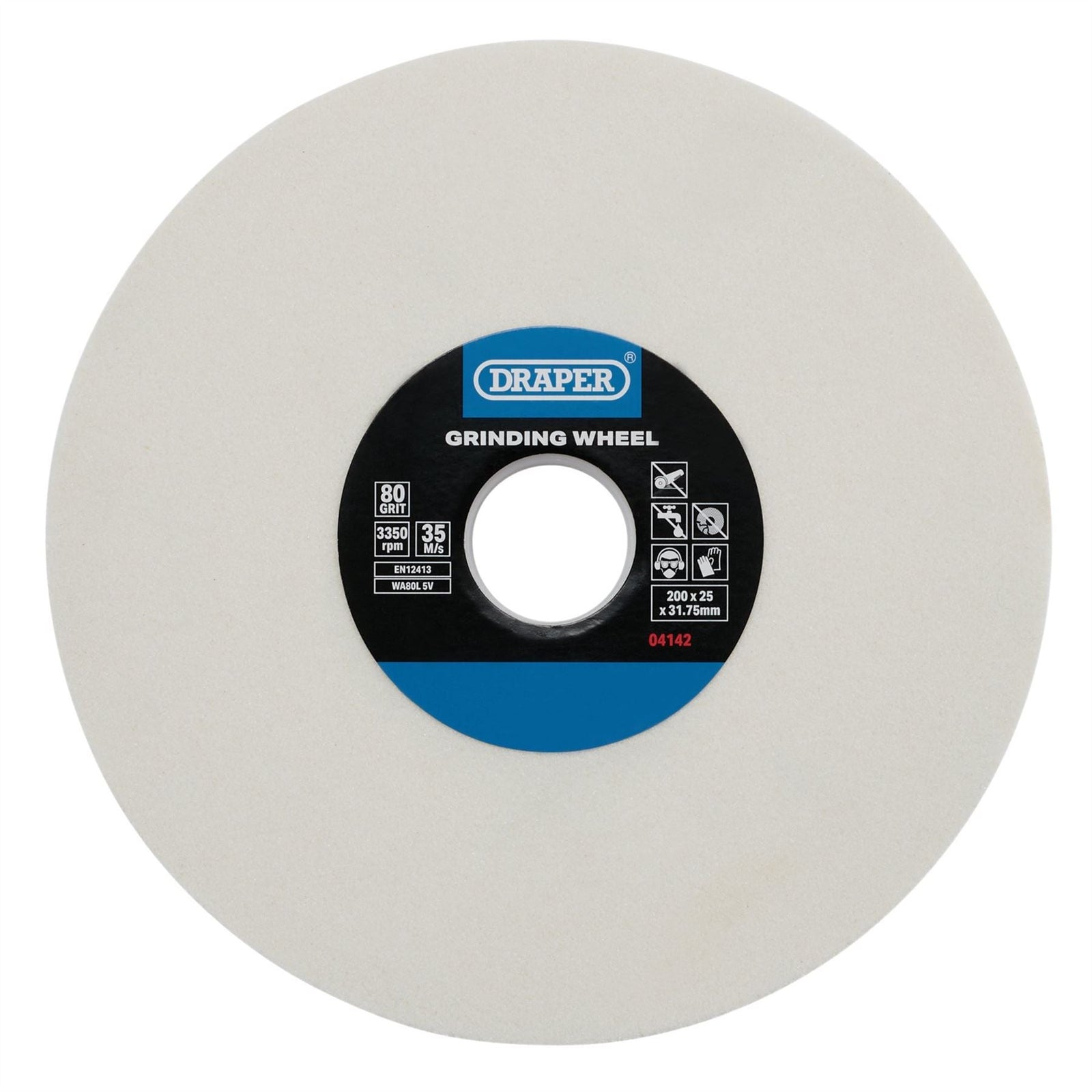 Draper Aluminium Oxide Bench Grinding Wheel, 200 x 25mm, 80G, White 04142