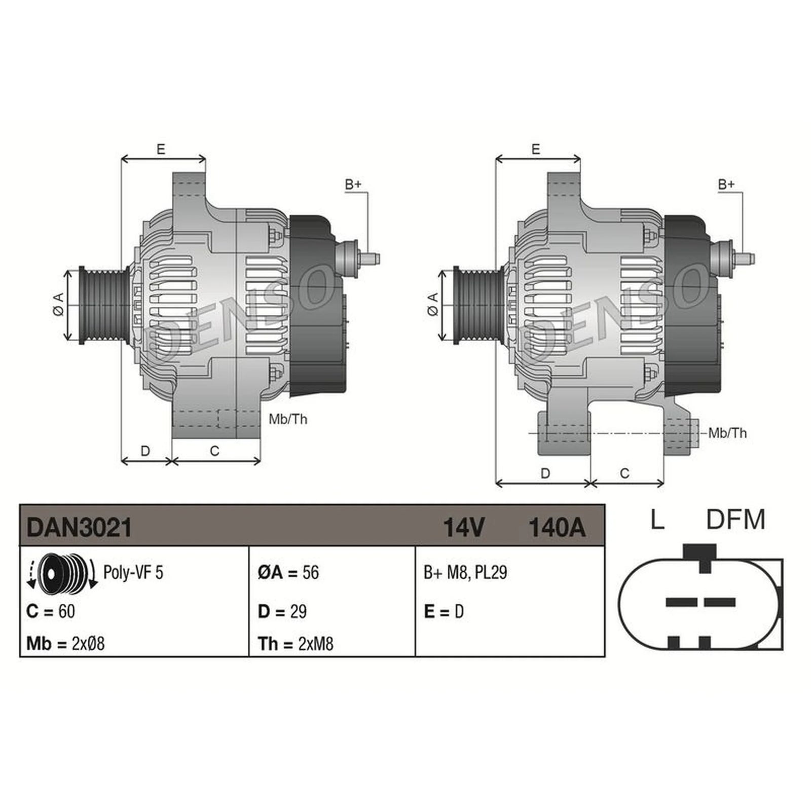 Denso Car Alternator 12V DAN3021