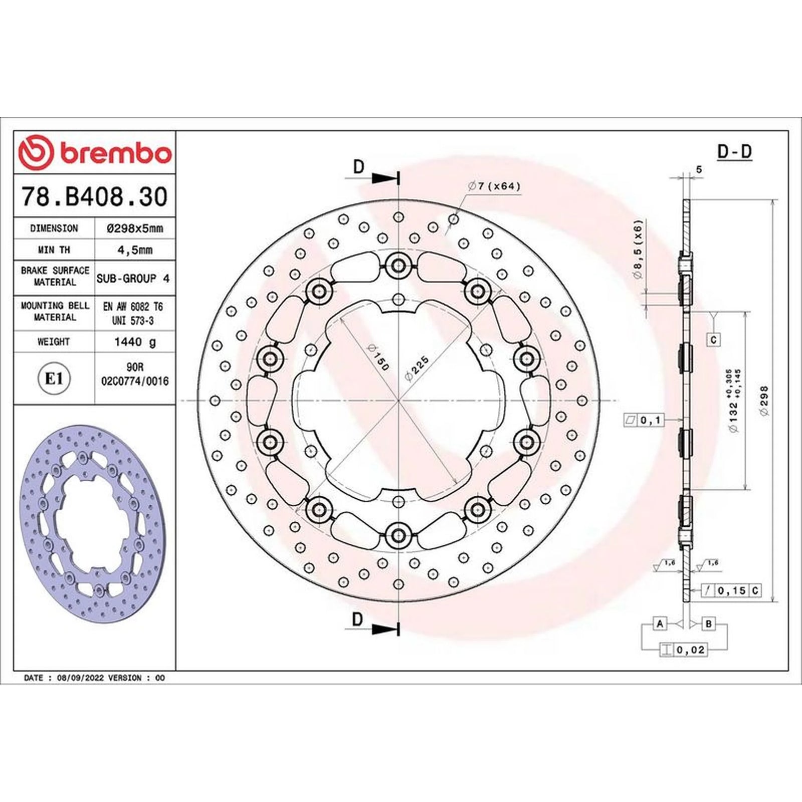 Brembo 2 x Floating Front Brake Disc Brake Discs 78B40830