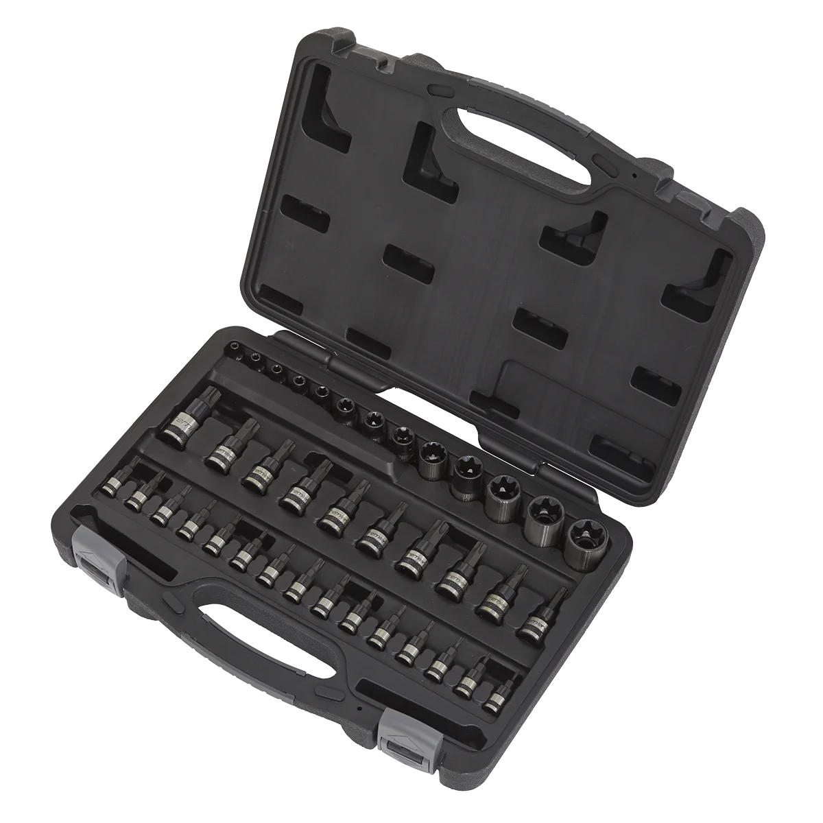 Sealey Premier Black Socket & Security Bit Set 38 Piece 1/4" 3/8" 1/2" Drive