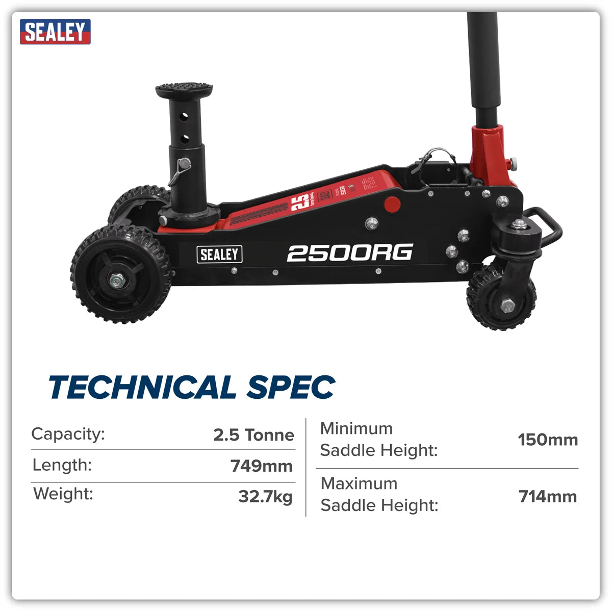Sealey Trolley Jack 2500RG 2.5 Tonne for Off-Road Vehicles