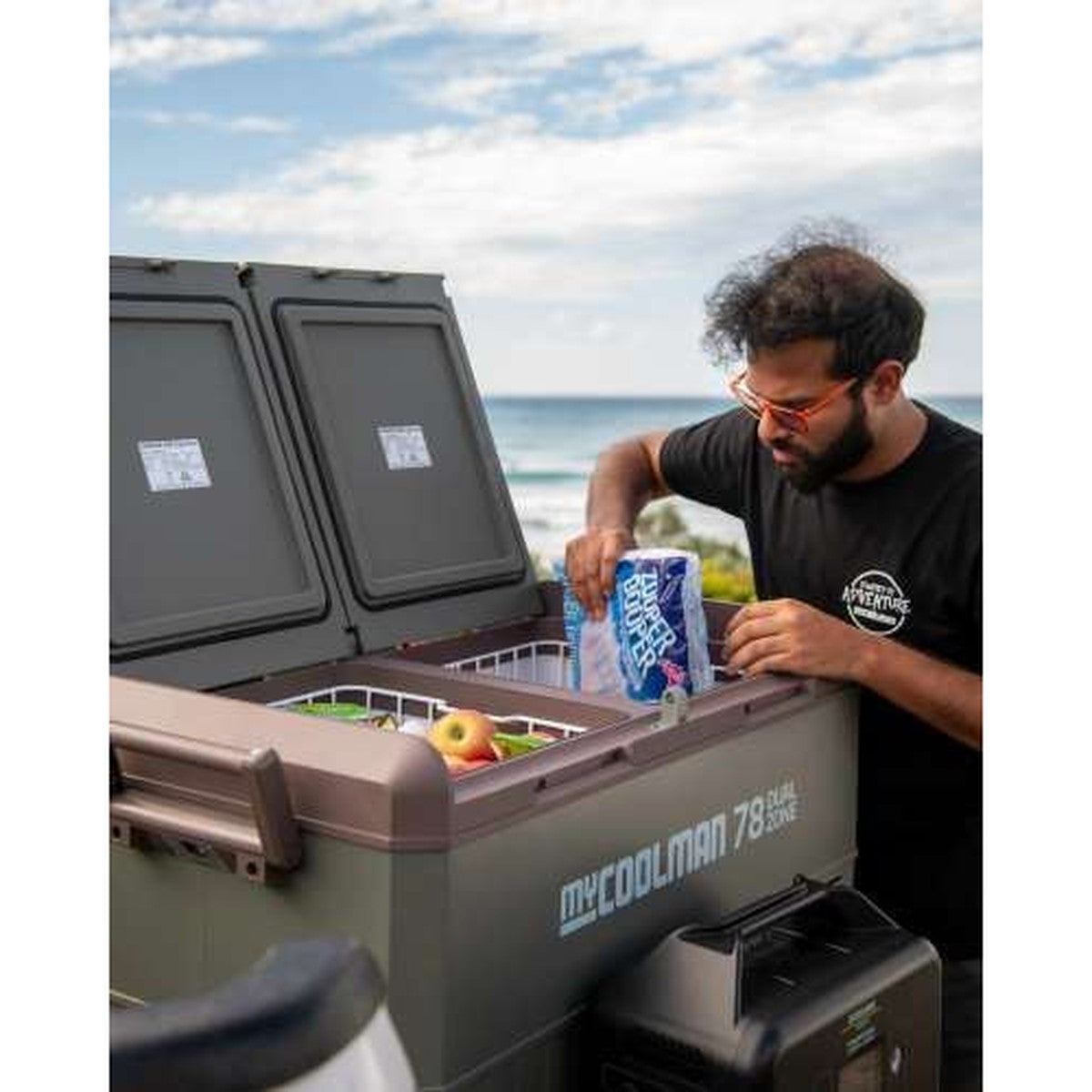 myCOOLMAN 78L Icebox Large Heavy-Duty Hard Cooler with Drain Plug, Tie-Down Points & Bottle Opener