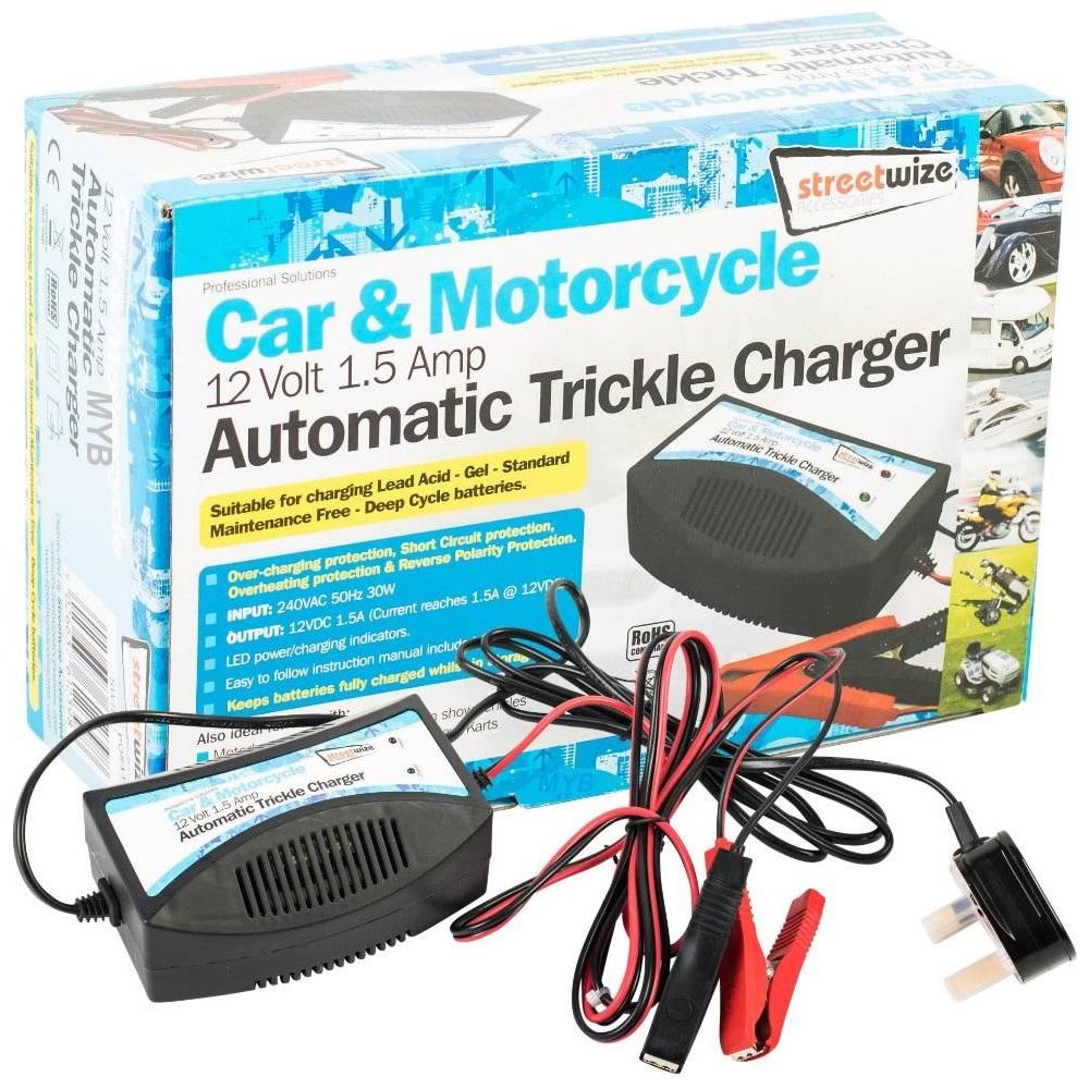 Car 12v battery charger trickle charge for STORAGE automatic cut out DEEP cycle