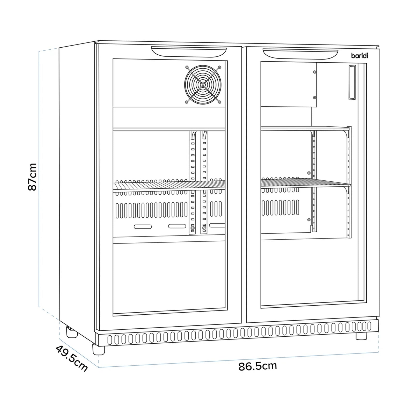 Baridi Back Bar Drinks Fridge Cooler DH273 190L Black