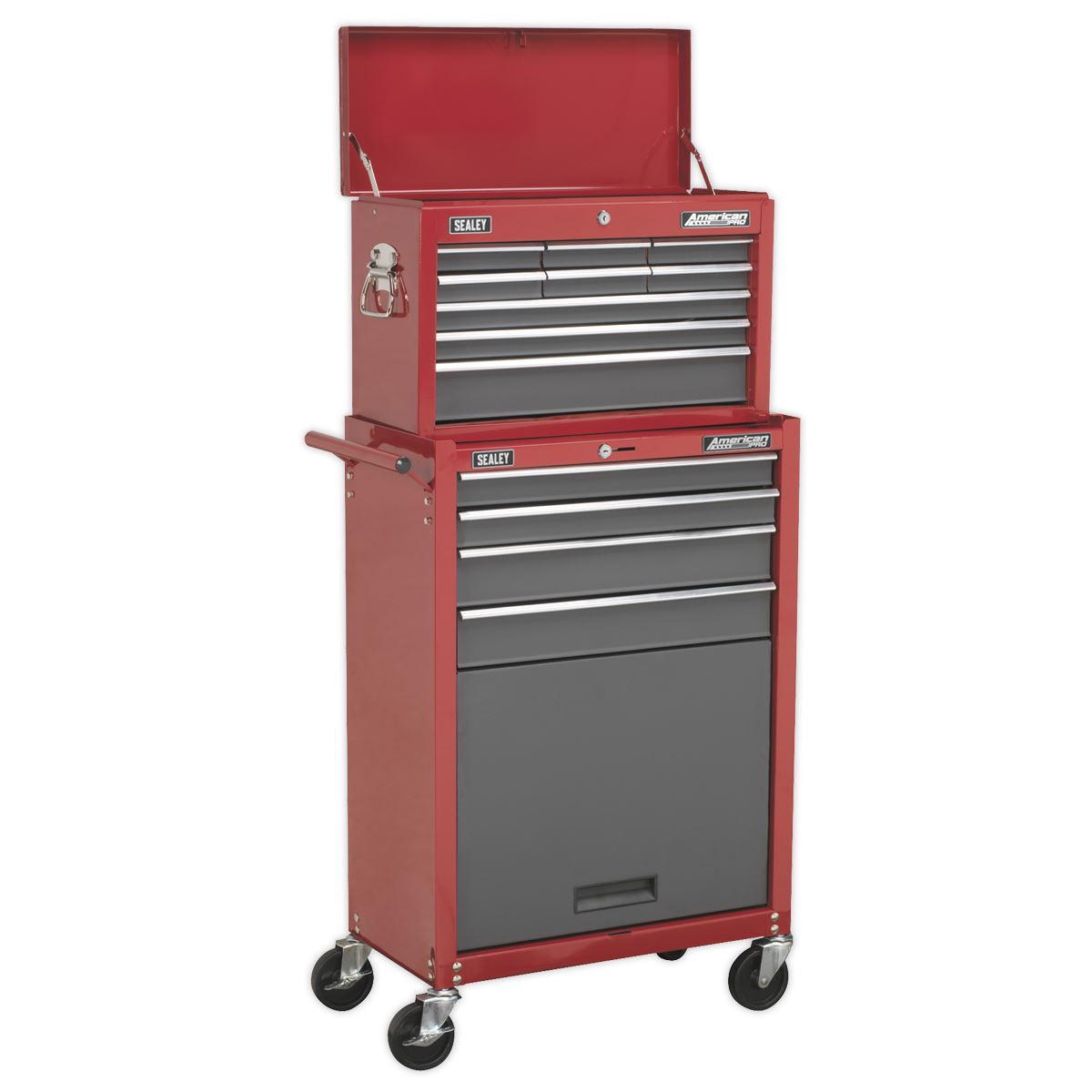 Sealey Topchest & Rollcab Combination 13 Drawer with Ball-Bearing Slides Red/Gre