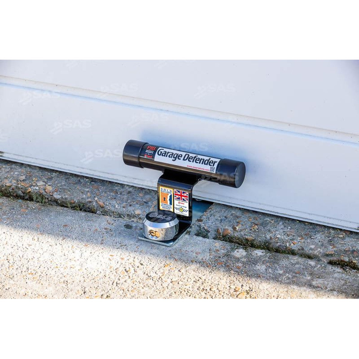 SAS Garage Defender Master and Padlock Bolt Down / White / Lock Keyed Alike