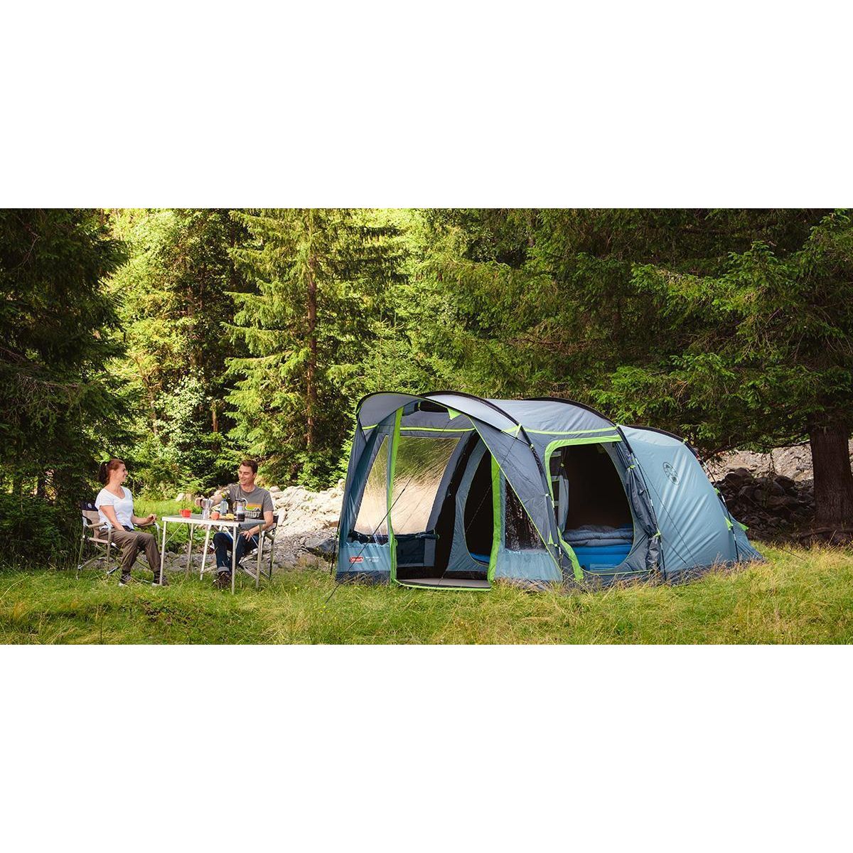 Coleman Tunnel Tent Meadowood 4 Person Black Out Bedrooms Grey Camping Garden