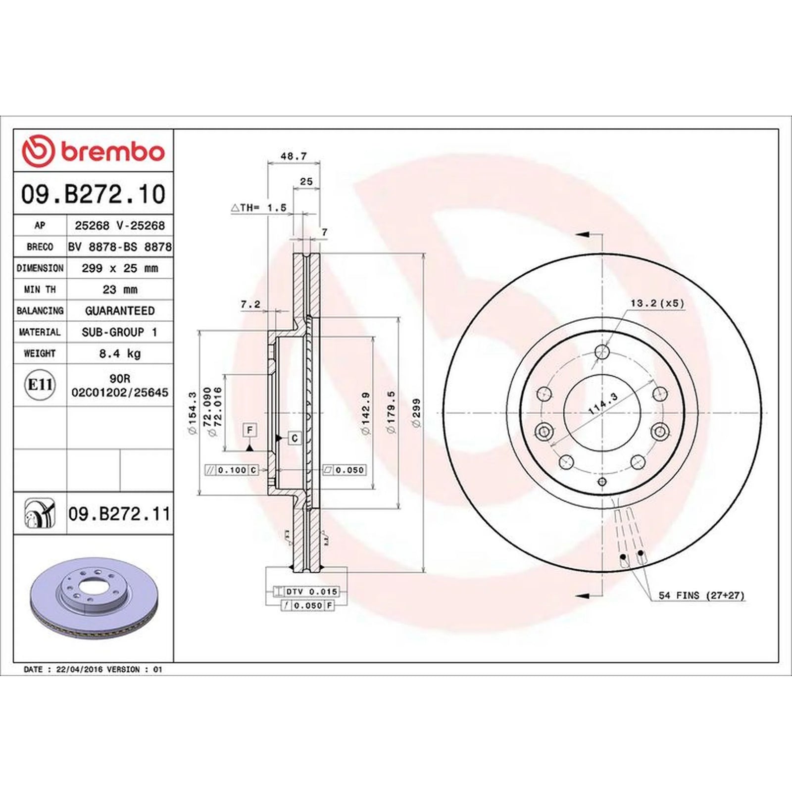 Brembo 2 x Internally Vented Brake Discs fits Mazda 6 2007-2013 1.8 2.0 2.2 2.5