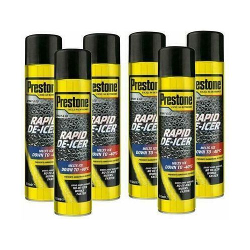6x Prestone Car Rapid De-Icer Melts Windscreen Ice Frost Snow Aerosol Deicer