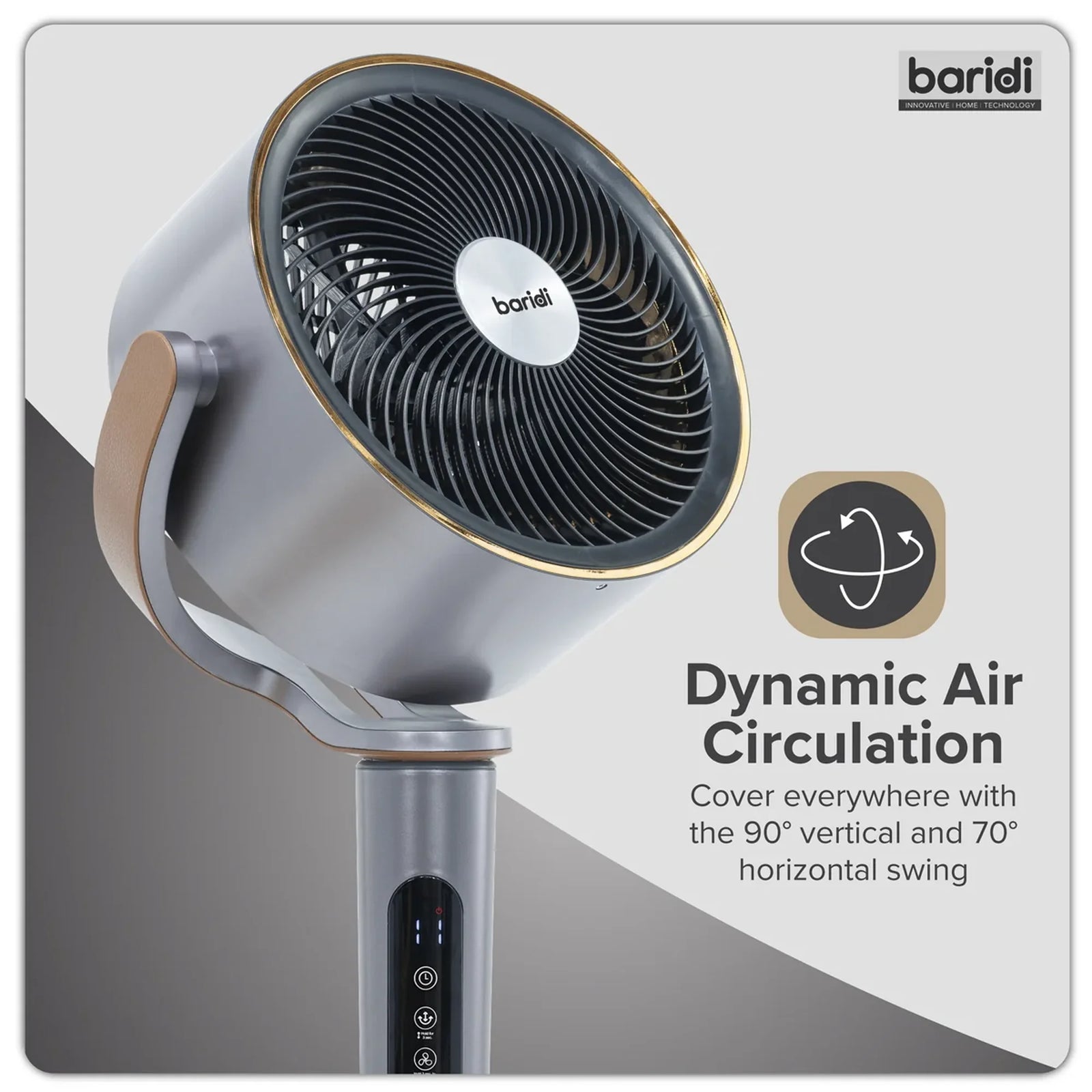 Baridi Pedestal Fan DH264 12" with Remote & Timer - Grey