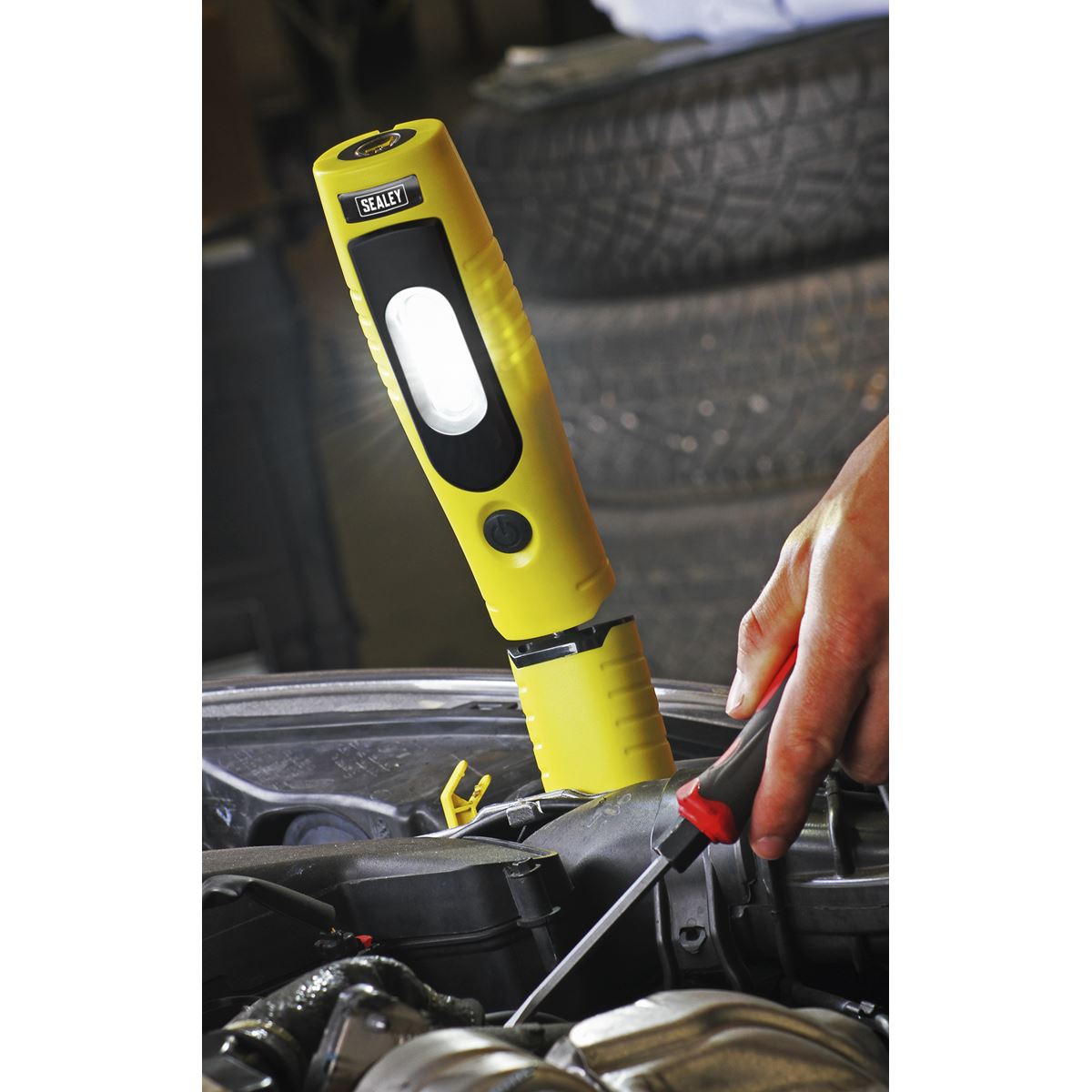 Sealey Yellow Rechargeable 360° Inspection Lamp 7 SMD+3W LED Lithium-ion