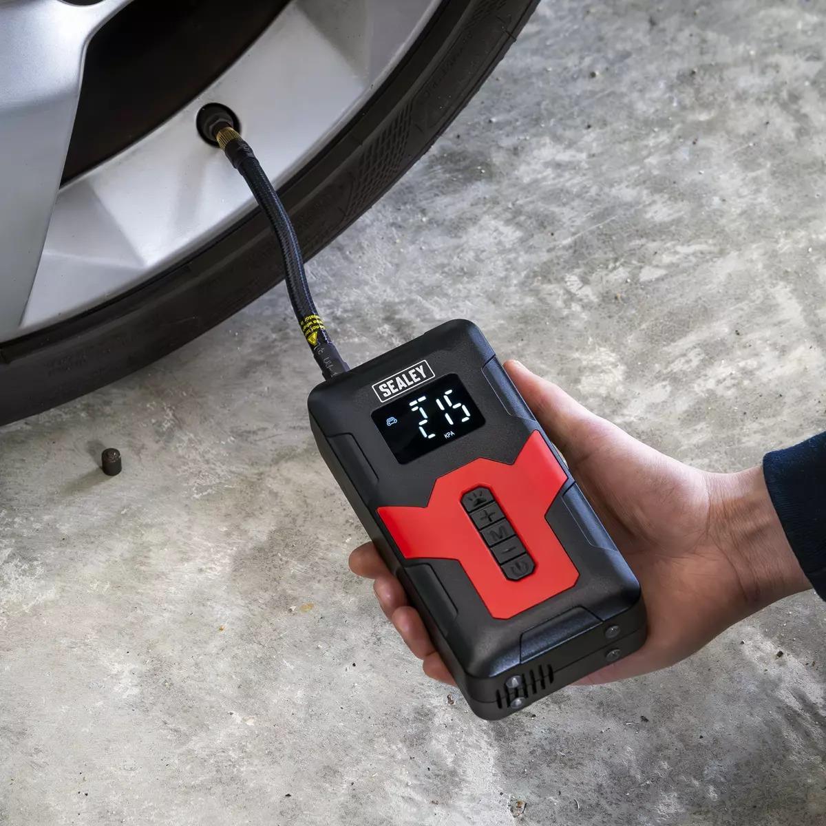 Sealey Tyre Inflator & Power Bank with Worklight Rechargeable 12v, CTI140