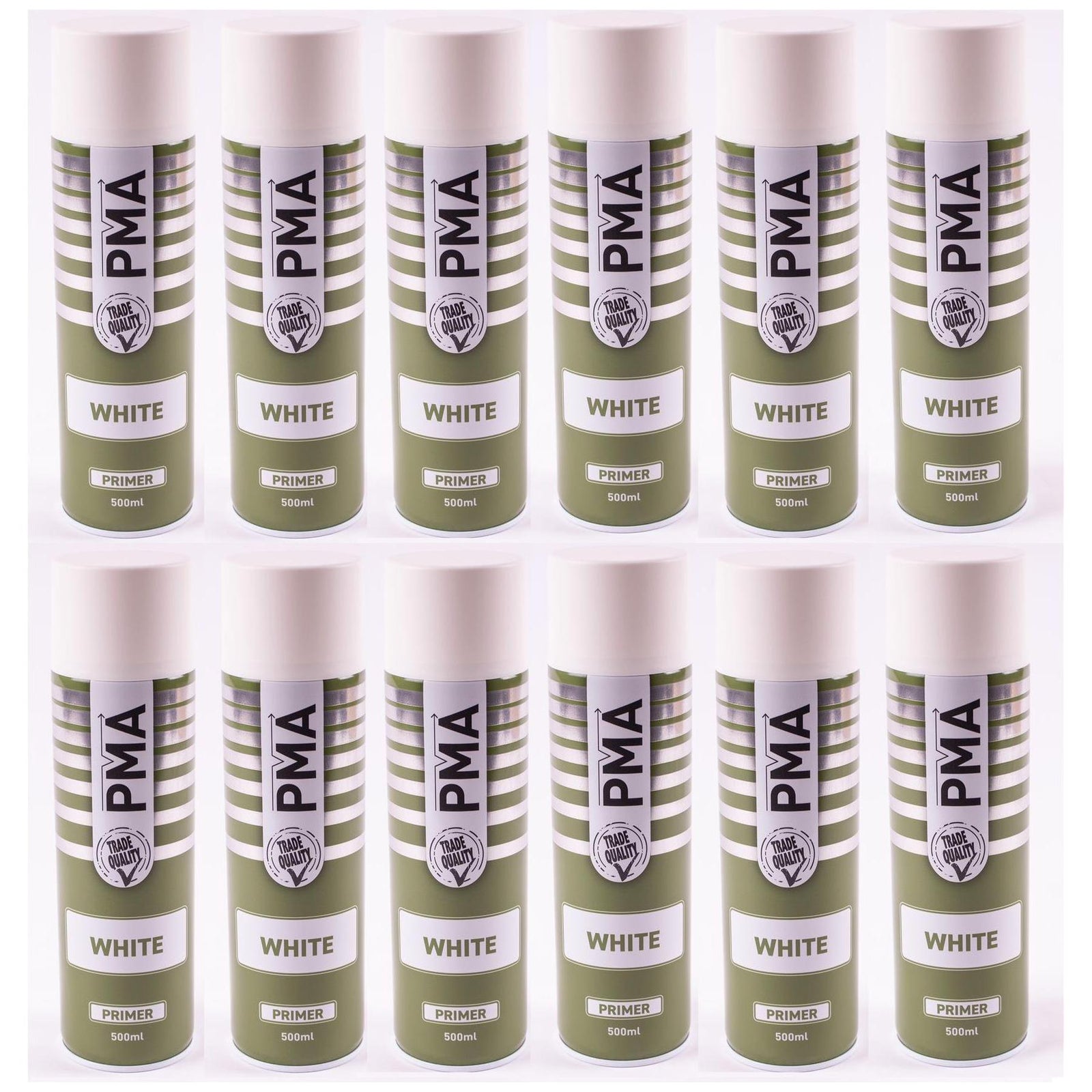 12 x PMA Professional White Primer 500ml Spray Paint High Coverage