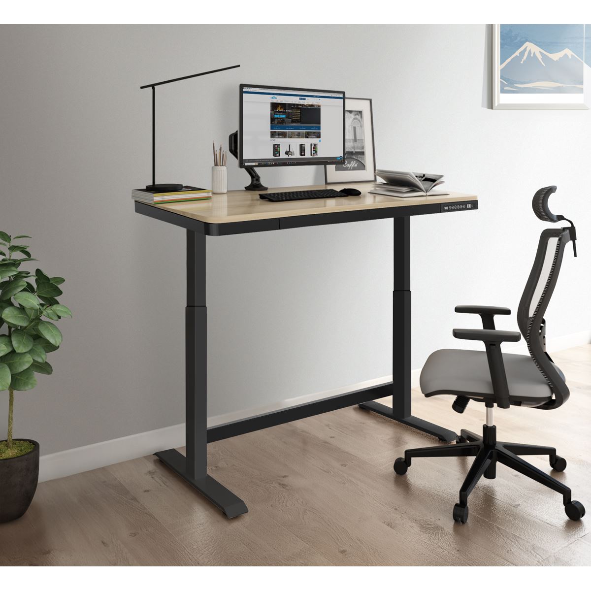 Dellonda Single Motor Electric Desk with Control Panel USB Port & Drawer