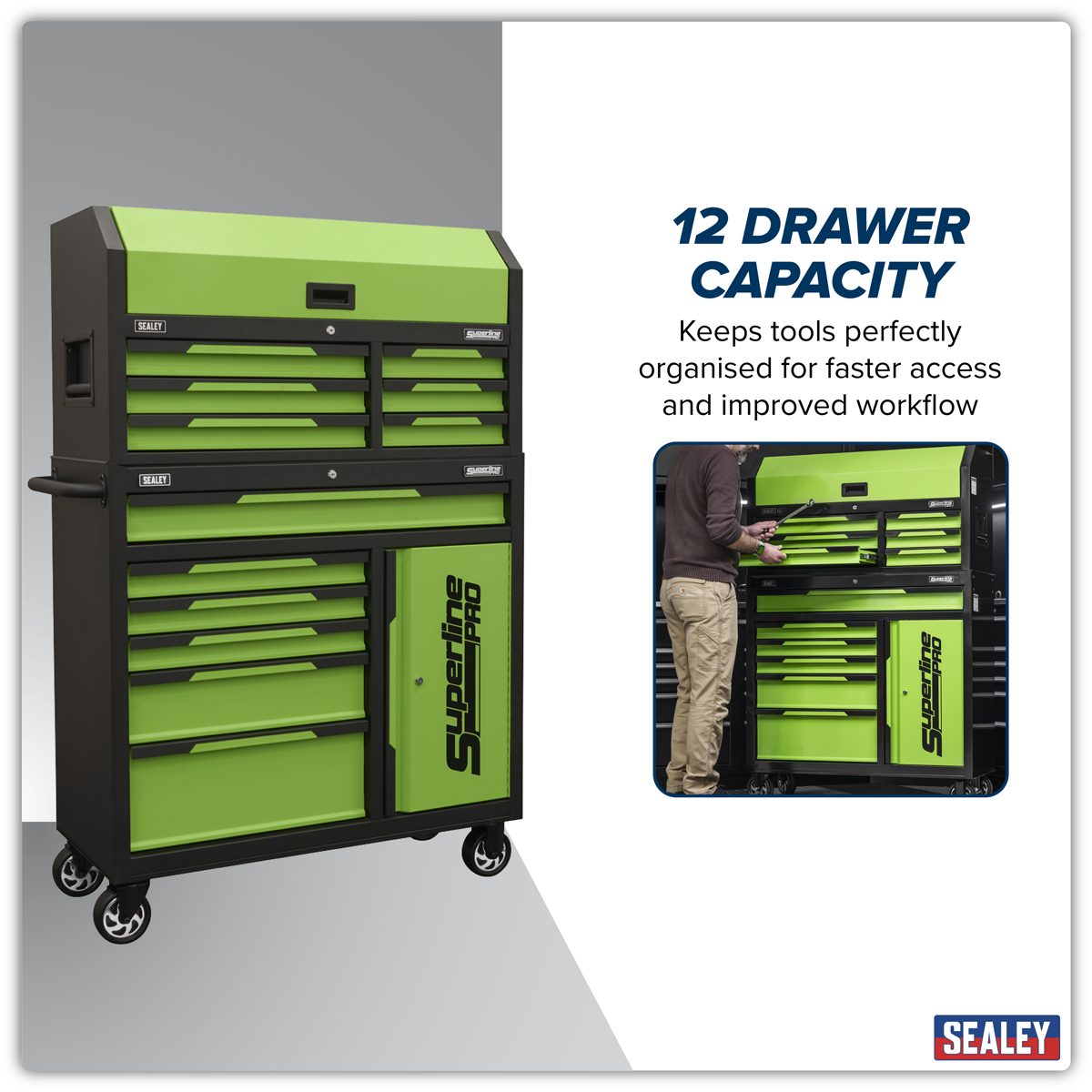 Sealey Tool Chest & Rollcab AP1080HVG 12 Drawer Green