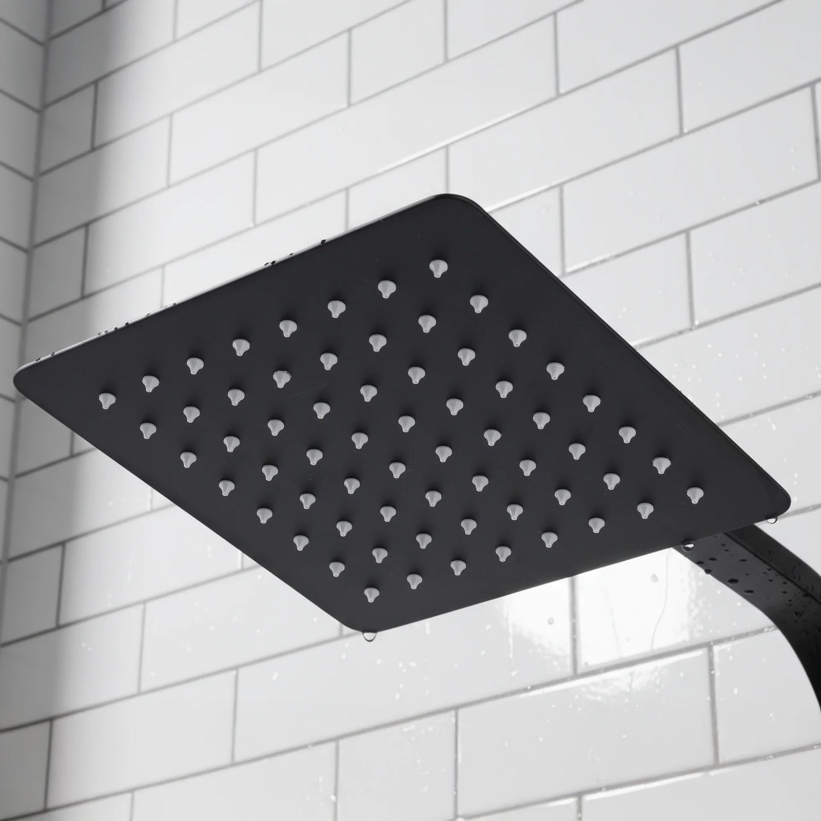 Baridi Thermostatic Shower Mixer Set 20x20cm Square Head Black