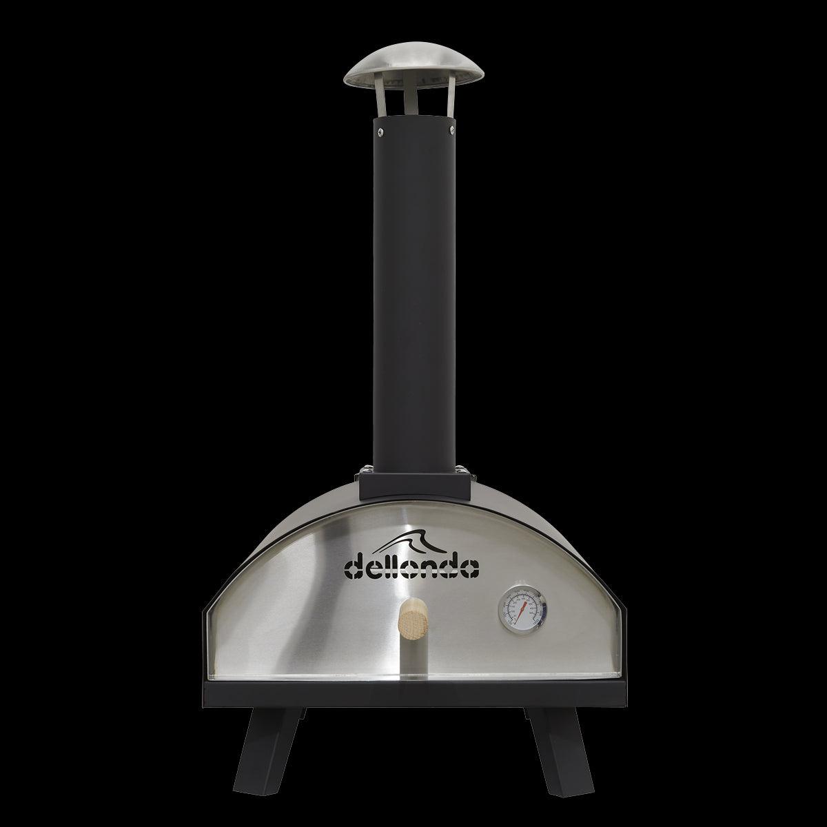Dellonda Portable Wood-Fired 14" Pizza Oven and Smoking Oven Black/Stainless Steel