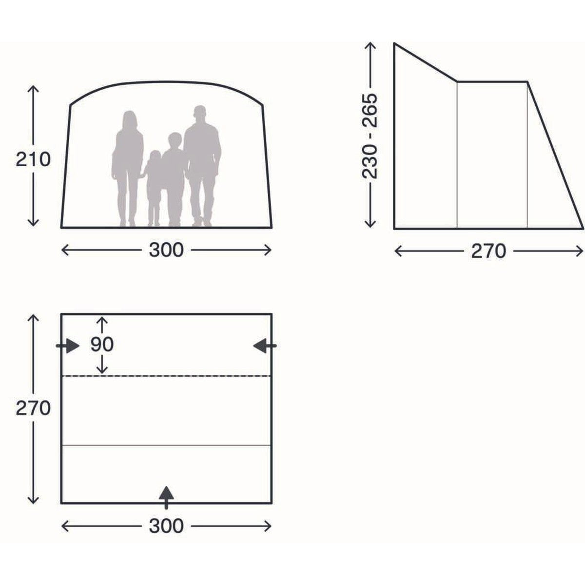 Kampa Waypoint Mid Drive Away Awning Campervan Awning 230-265cm