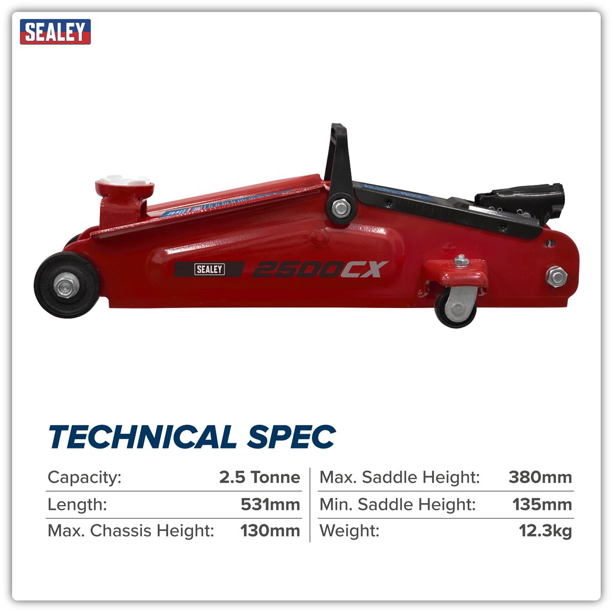 Sealey Trolley Jack 2.5 Tonne Heavy-Duty Model 2500CX