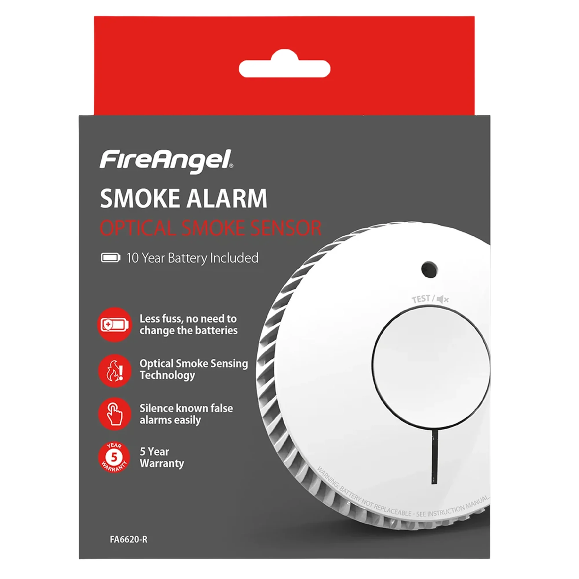 Fireangel Smoke Alarm 10 Year Optical FA6620-R