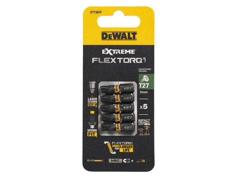 DeWALT Power Tools EXTREME FlexTORQ Bits T27 x 25mm (Pack 5)
