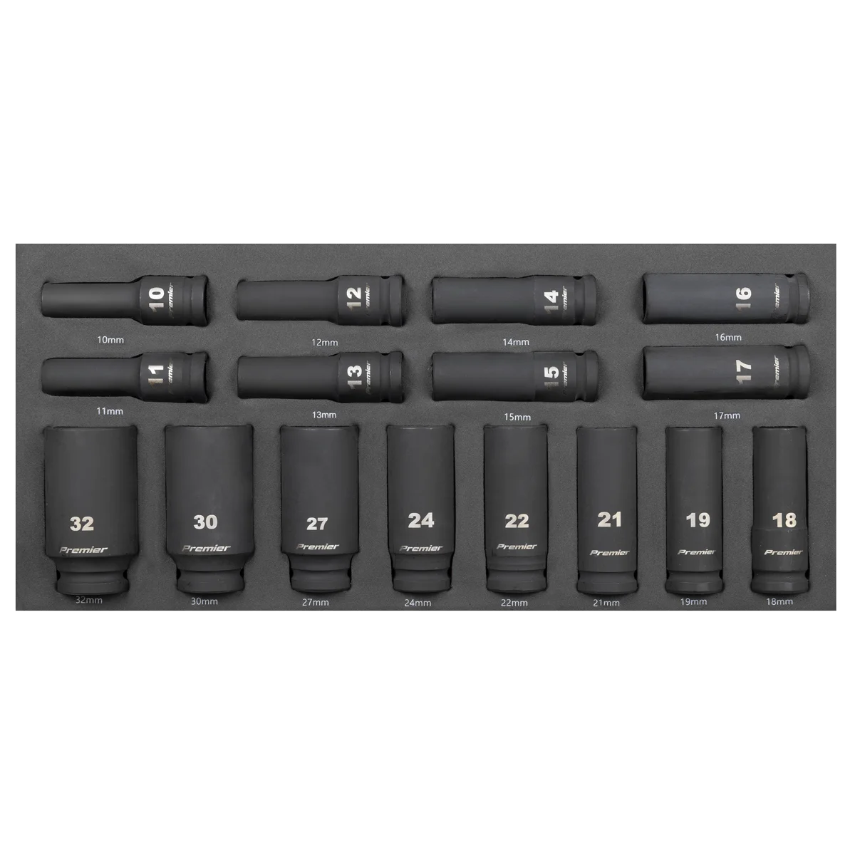 Sealey Premier Deep Impact Socket Set 16 Piece 1/2" Sq Drive