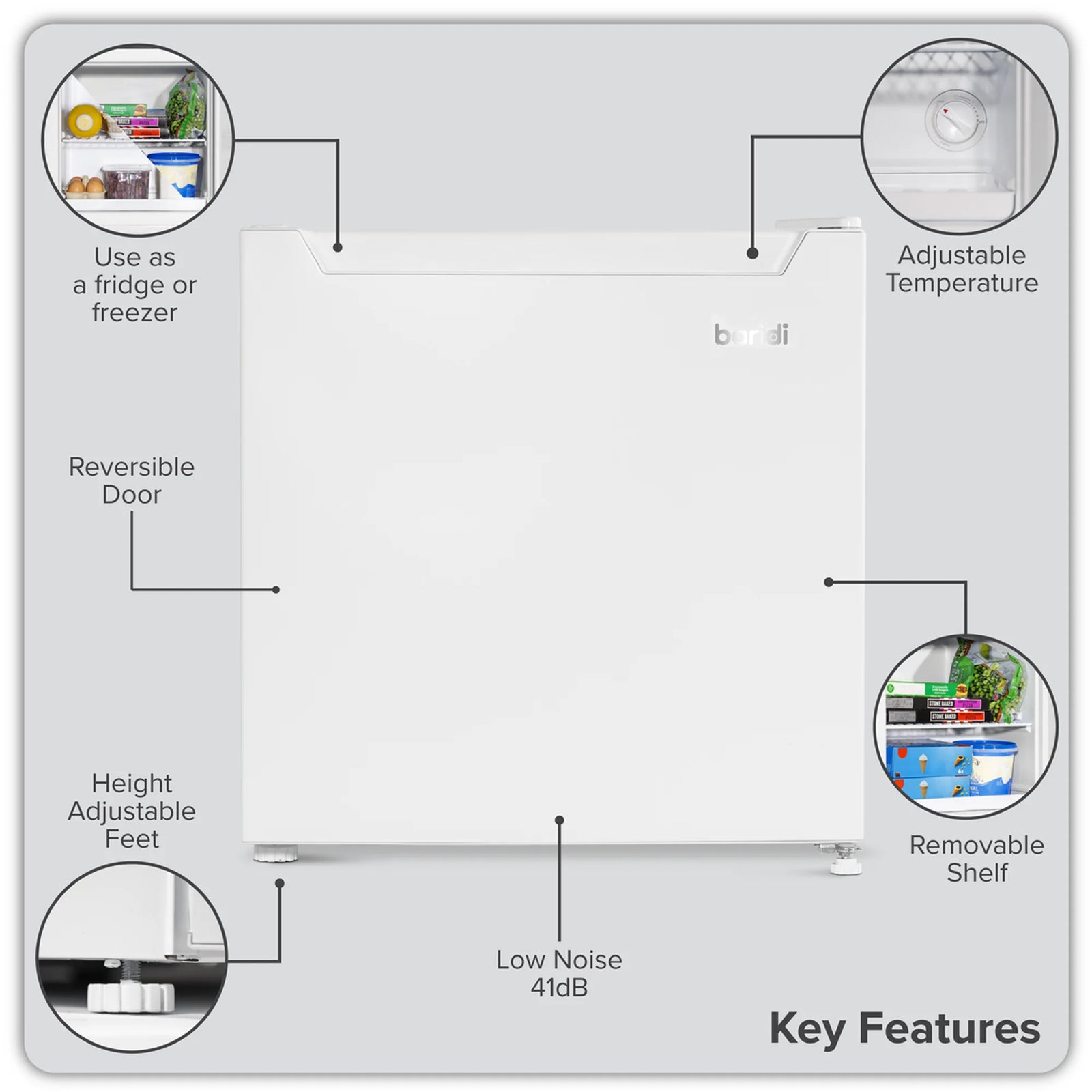 Baridi Mini Tabletop Fridge/Freezer DH254 31L Capacity White