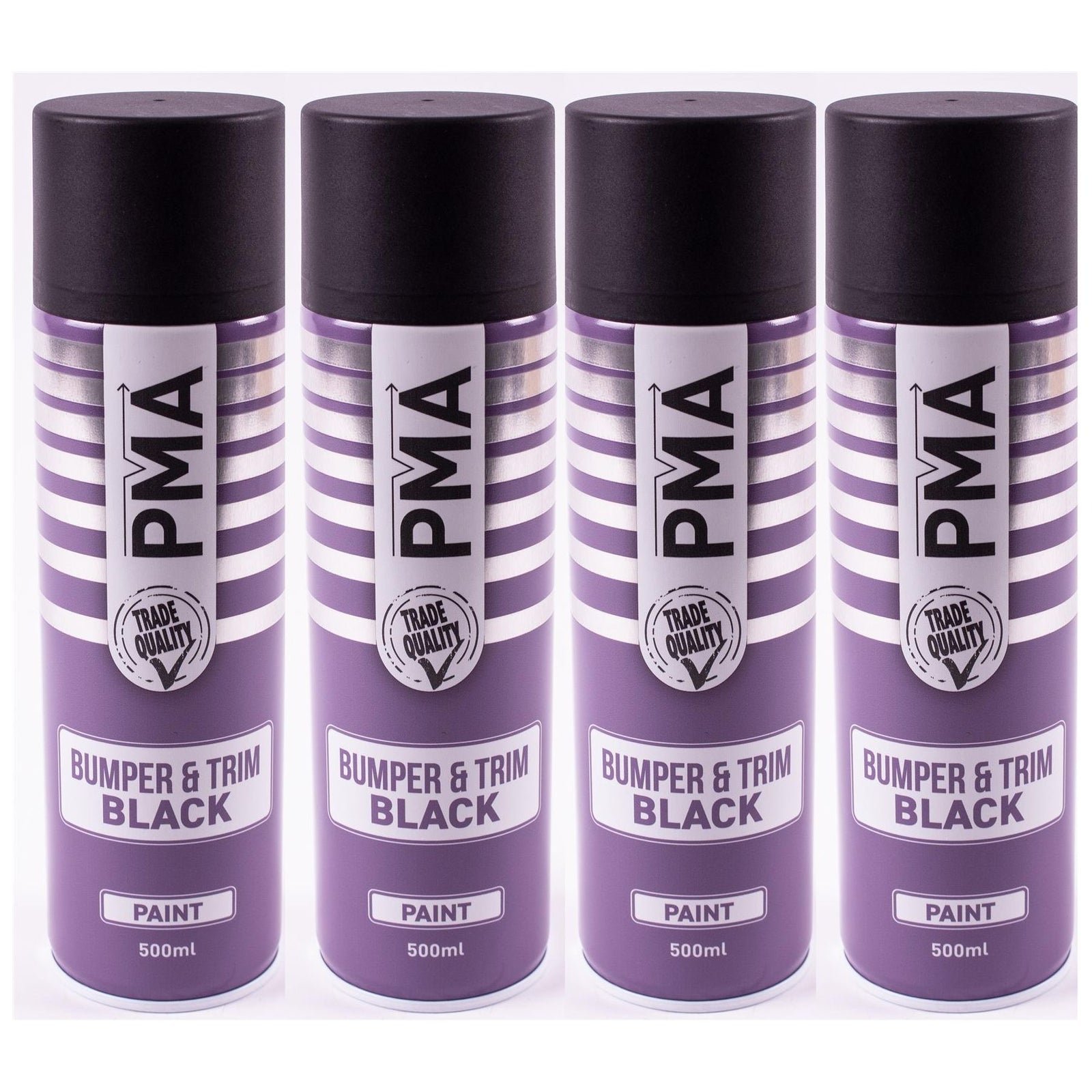 4x Autotek Professional Black Bumper and Trim 500ml Spray Paint High Coverage