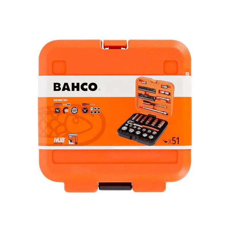 Bahco S51MC3H 3/8in Drive Standard and Deep Socket & 1/4in Bit Set, 51 Piece