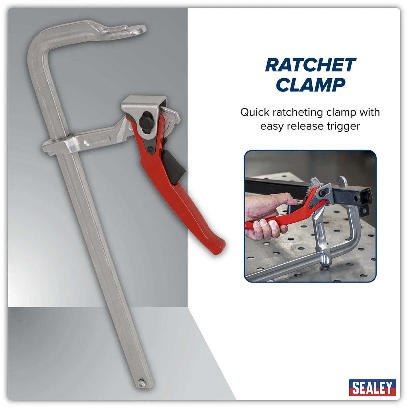 Sealey Welding Ratchet Clamp 400mm Opening Capacity WRC400