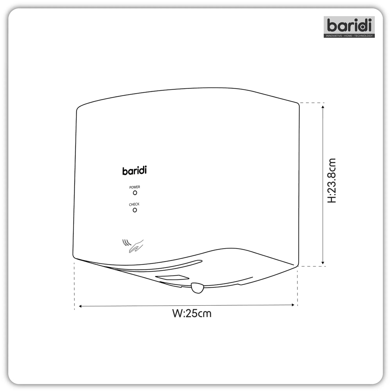 Baridi High Speed Hand Dryer DH378 1400-1650W White