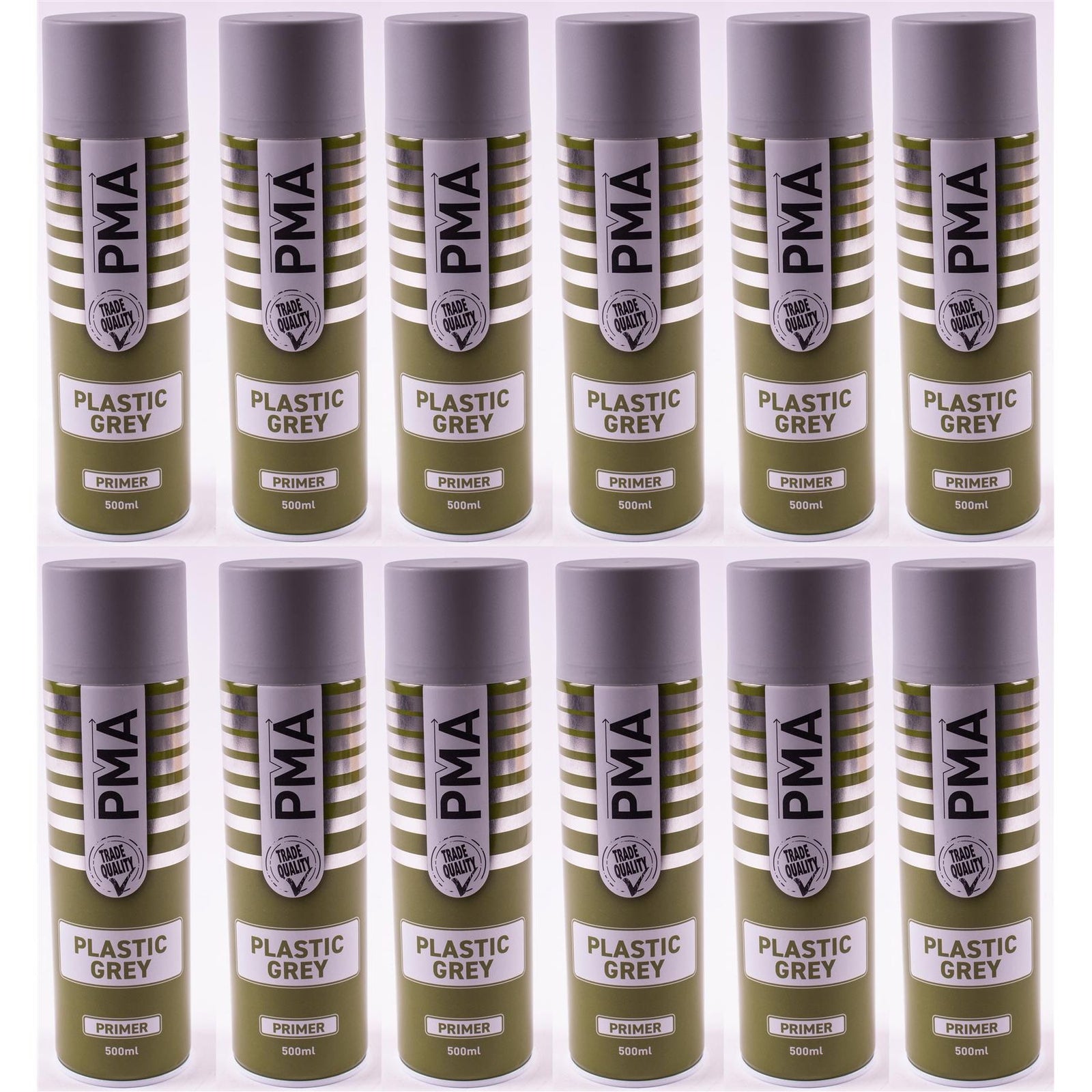 12x Autotek Professional Grey Plastic Primer 500ml Spray High Coverage